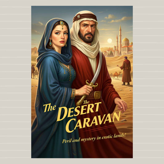 Desert Caravan Under Twilight Skies| Romantic And Danger In The Desert Art| Giclee Paper- Wood- Metal- Canvas