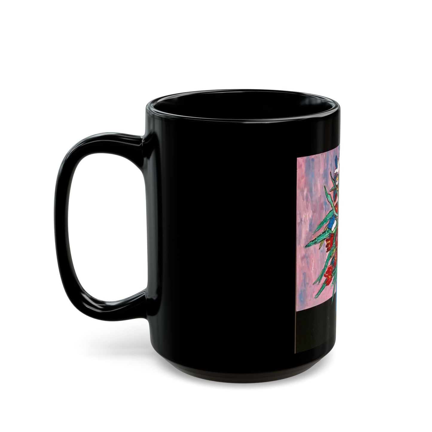 A Gift of Flowers- 11 oz or 15 oz Ceramic Black Mugs