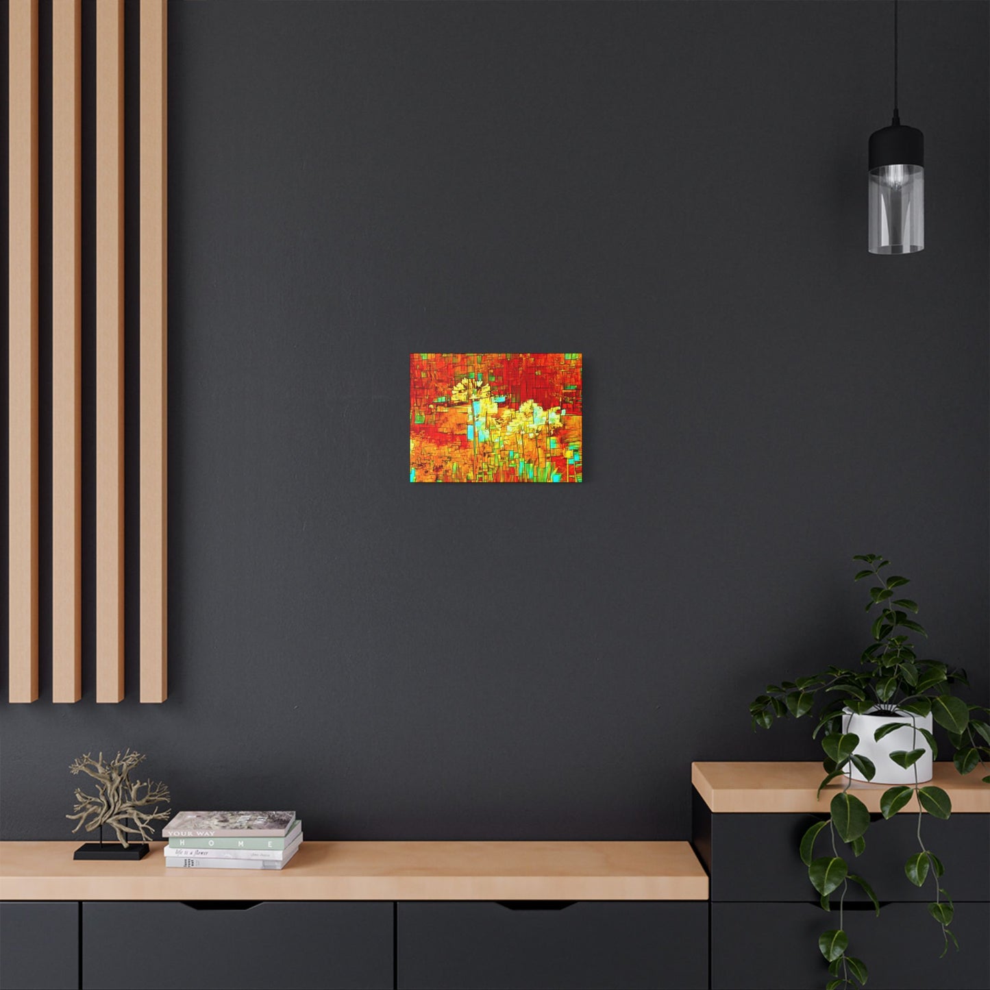 Red Garden Art- Gallery Wrapped- Satin Stretched Canvas Gallery Wraps - No Frame Needed