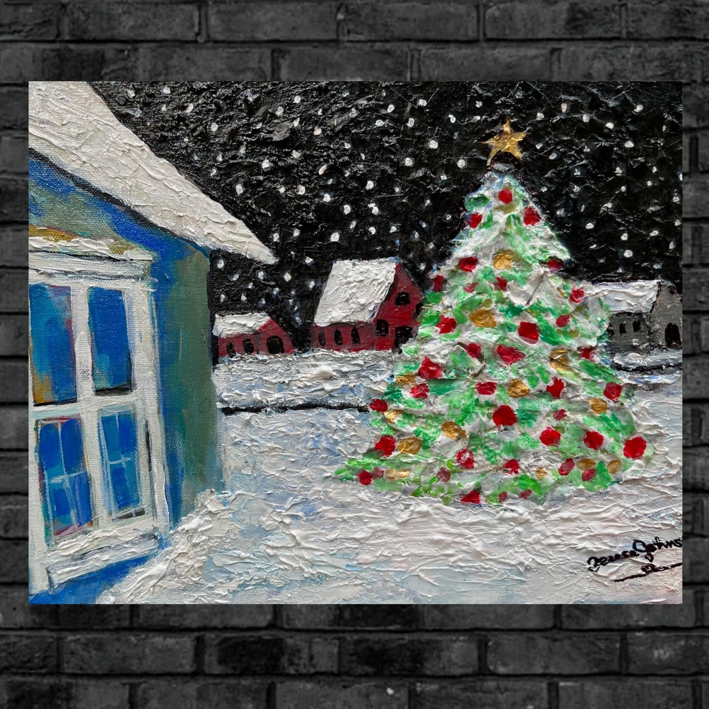 Country Christmas Morning| Merry Christmas| Vintage Style Art| Giclee Paper- Wood- Metal- Canvas