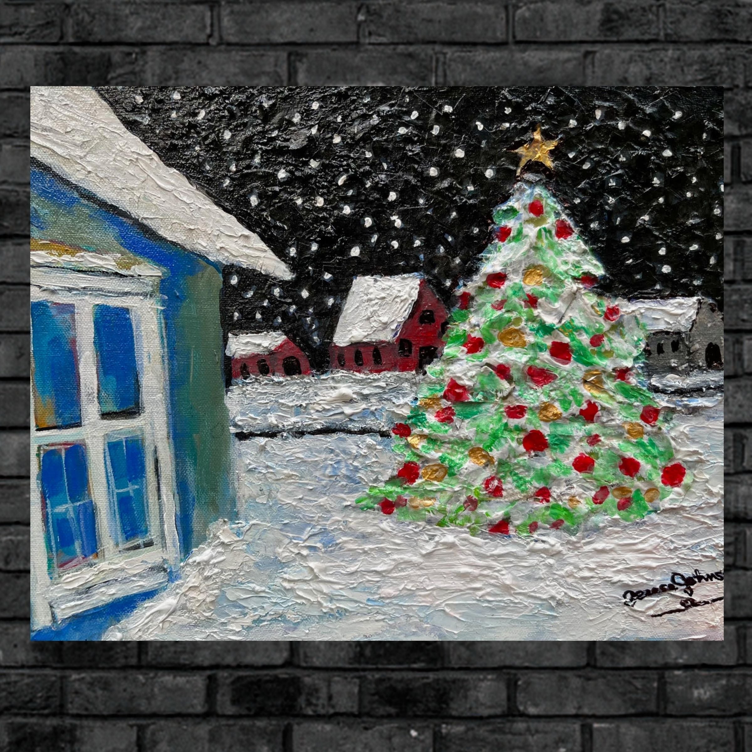 Country Christmas Morning| Merry Christmas| Vintage Style Art| Giclee Paper- Wood- Metal- Canvas