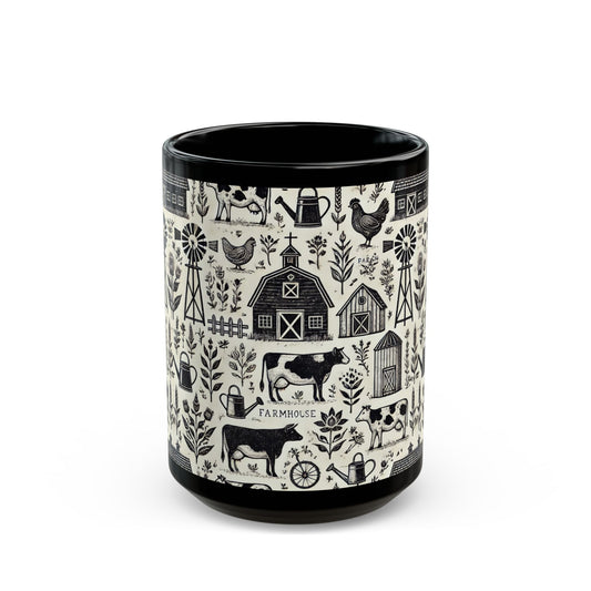 Black and White Farm 11 oz or 15 oz Ceramic Mugs