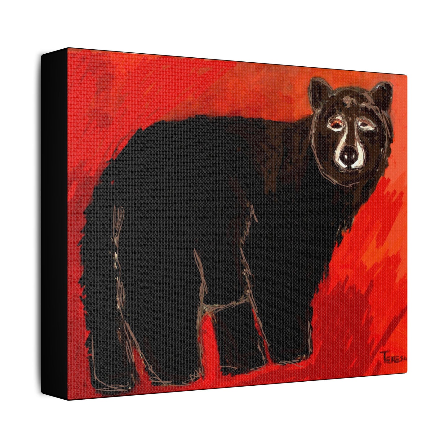 Black Bear- Art- Gallery Wrapped- Satin Stretched Canvas Gallery Wraps - No Frame Needed