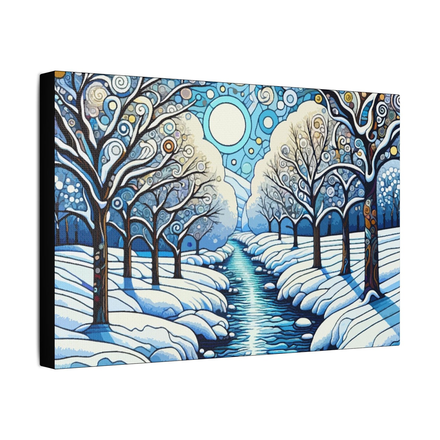 Winter Stream- Art- Gallery Wrapped- Satin Stretched Canvas Gallery Wraps - No Frame Needed