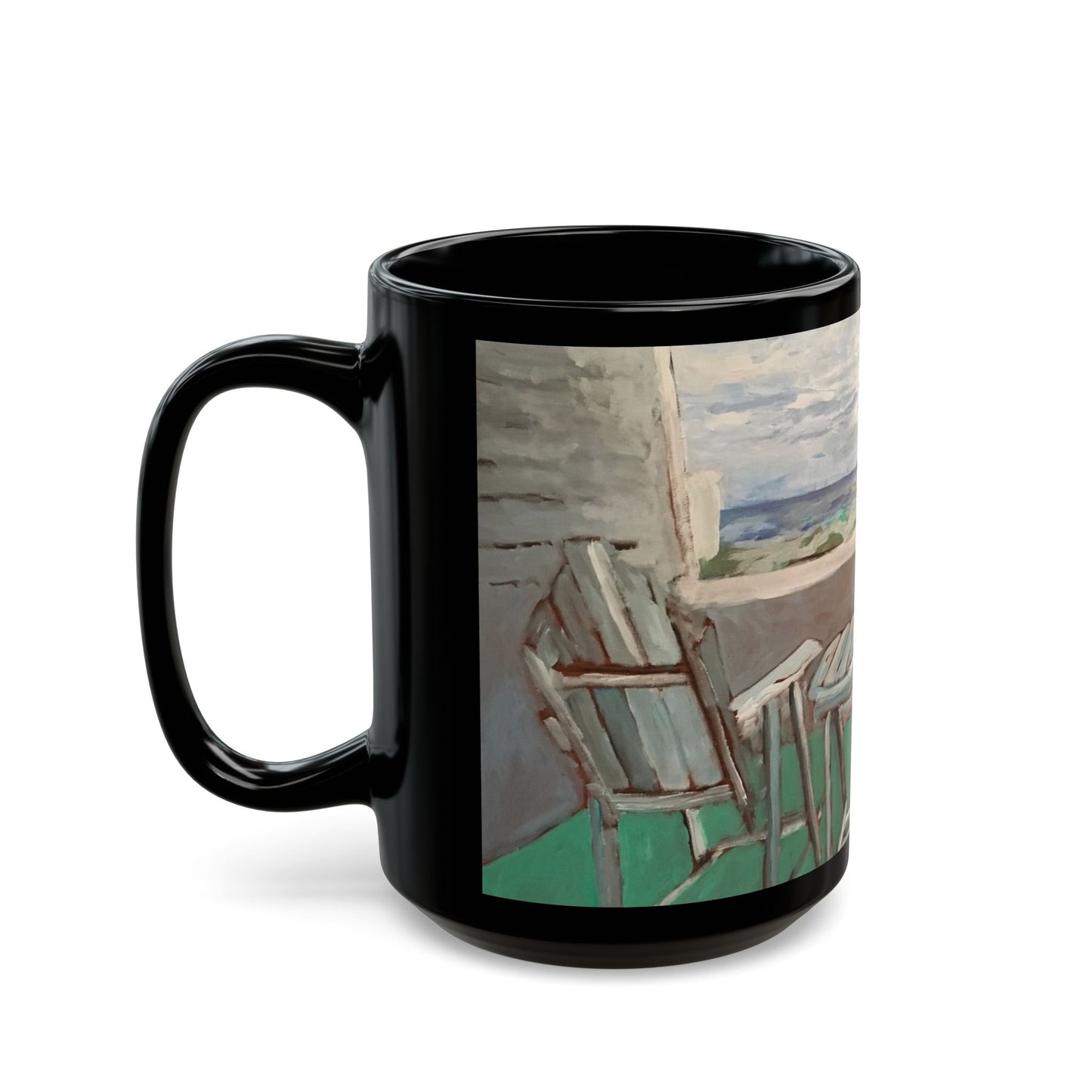 "Back Porch Dreaming" - 11 oz or 15 oz Ceramic Black Mugs