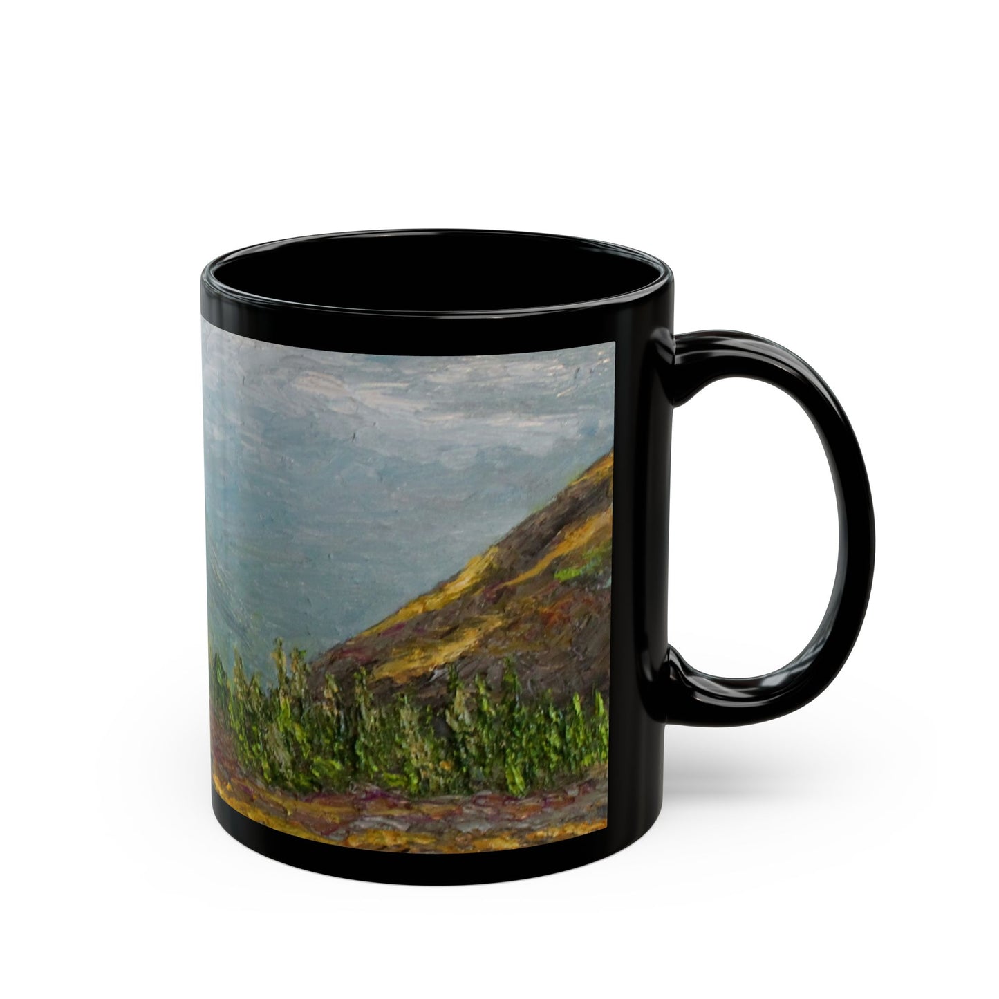 "Rocky Mountain's Shadows"- 11 oz or 15 oz Ceramic Black Mugs