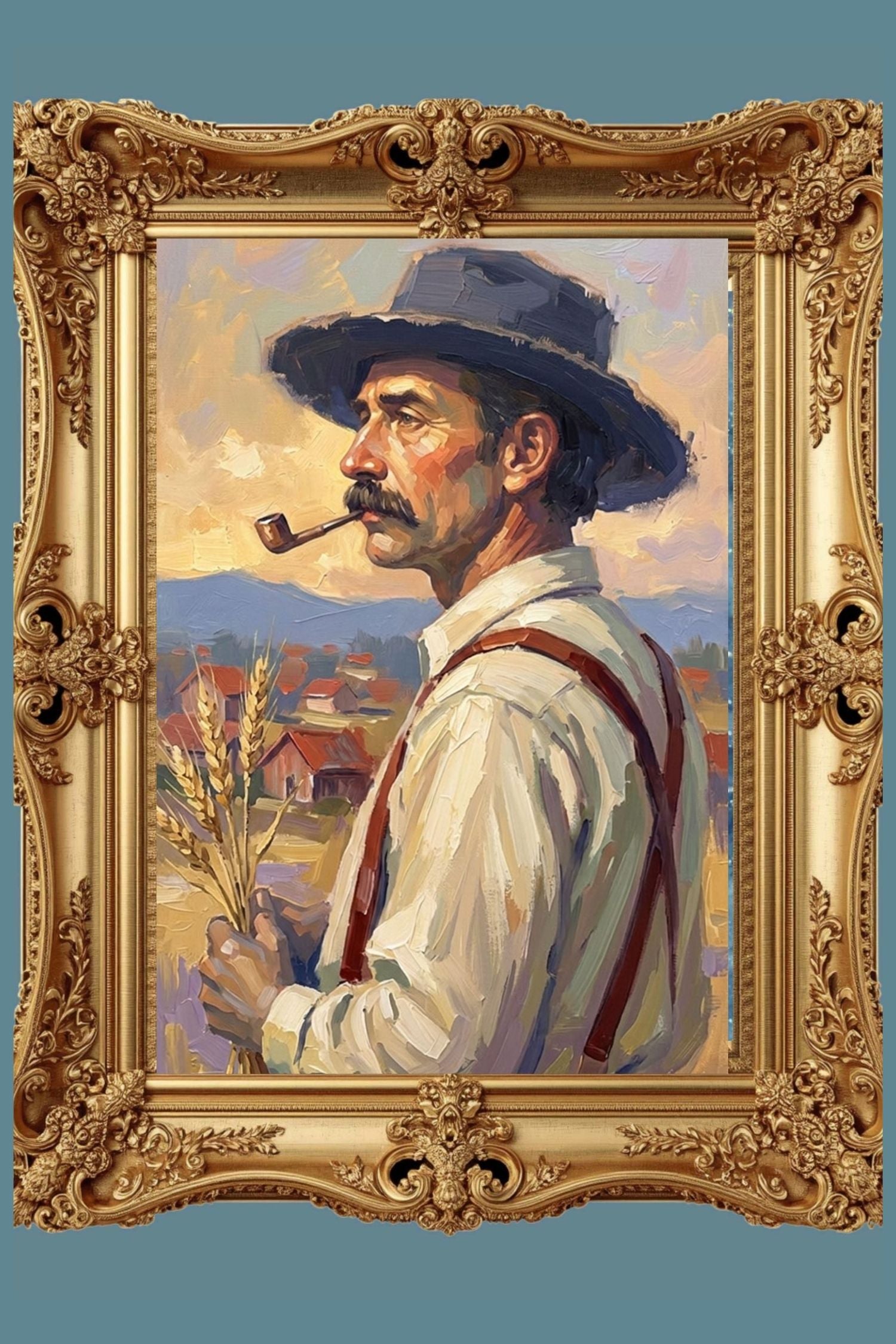 Farmer Man | Vintage Farm Print |Teresa Johnson Rural Wall Art | Harvest Impressionist Print | Giclée Paper • Wood • Metal • Canvas