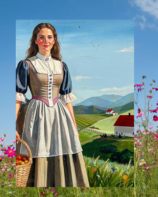 Vintage Woman on The Farm-Farmhouse Art- Giclee Paper- Wood- Metal- Canvas