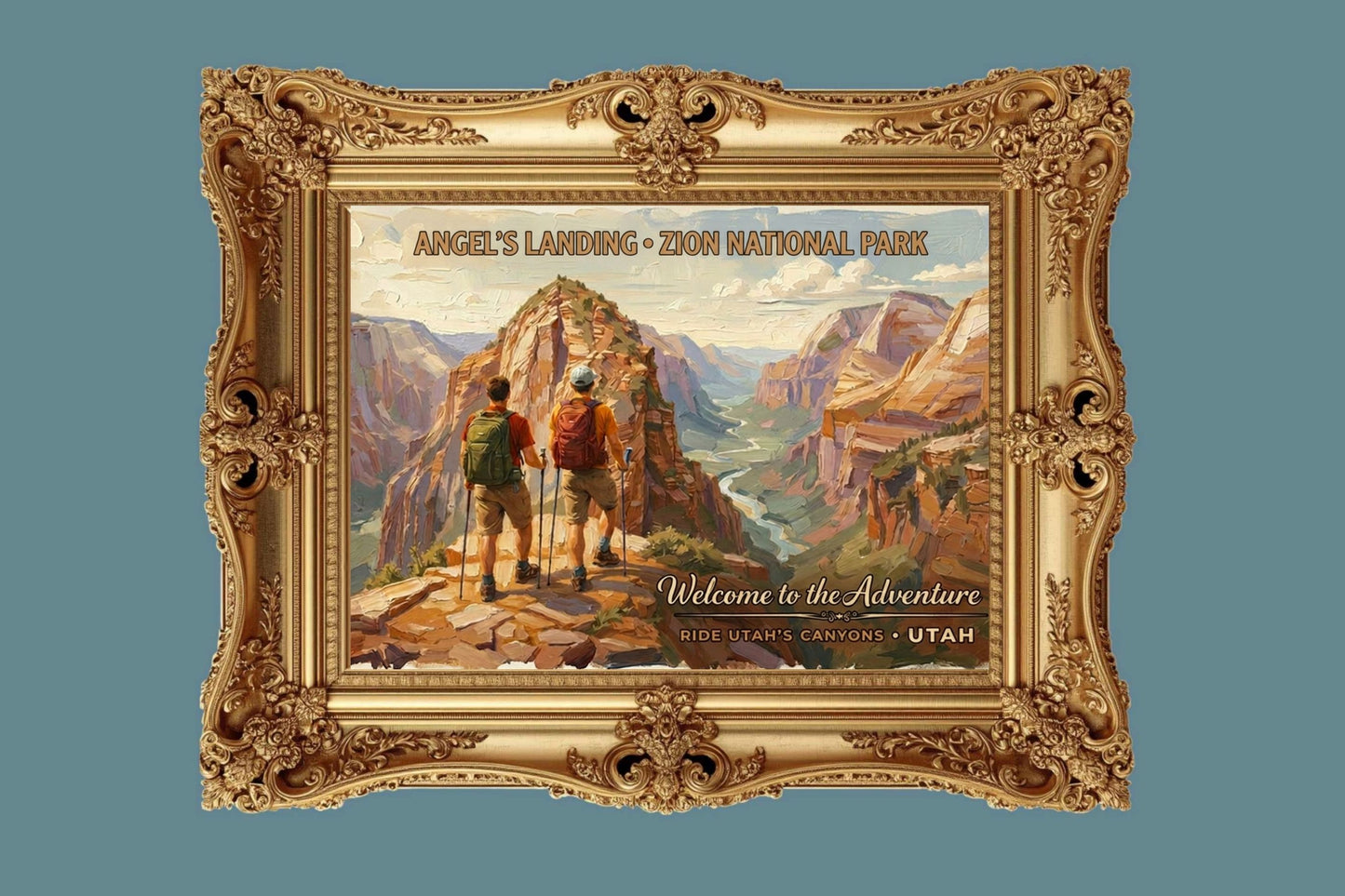 Angel's Landing, Zion National Park | Utah Travel Poster | Canyon Hiking Wall Art | Giclée Print on Paper, Canvas, Wood & Metal