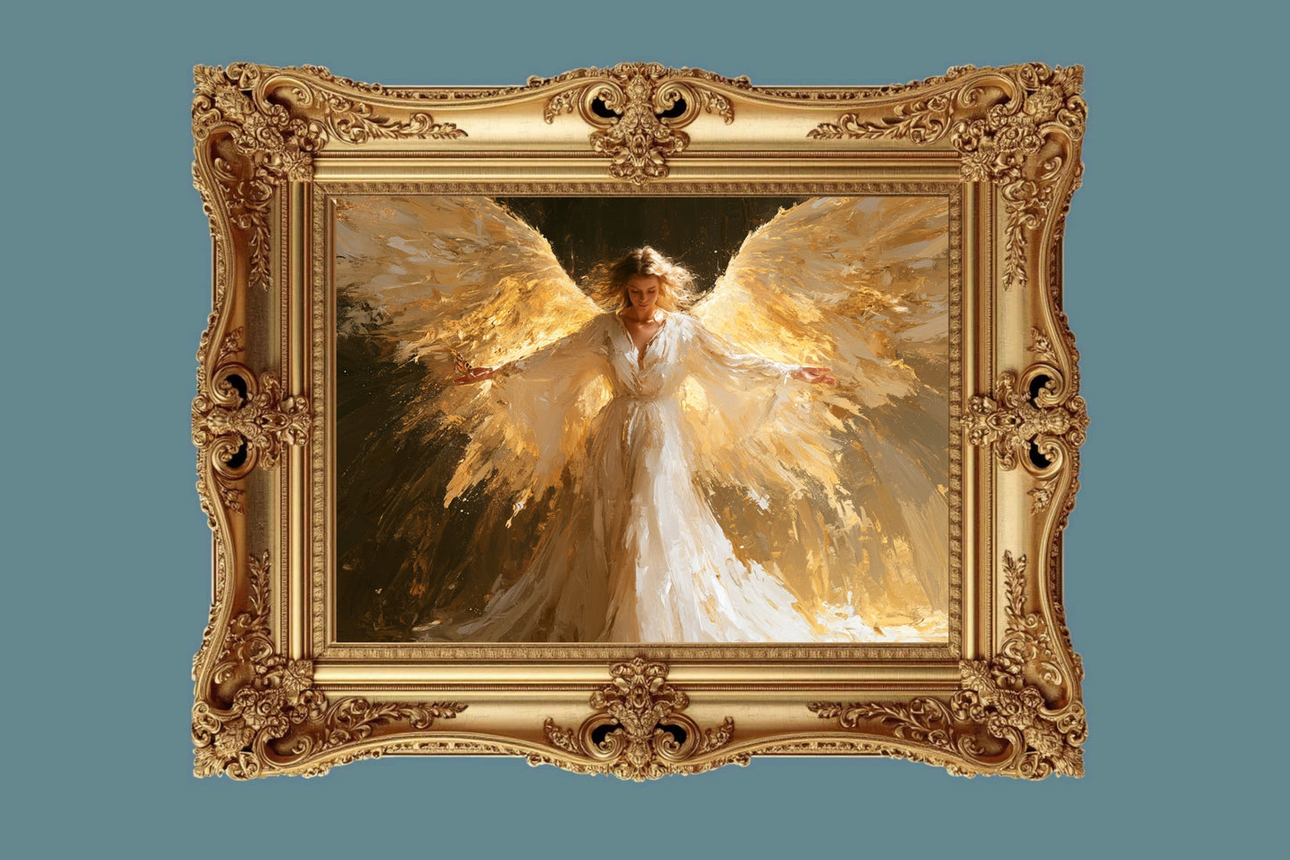 Wrapped In His Light | Angel Art | Christian Wall Decor | Heavenly Angel Print | Spiritual Art