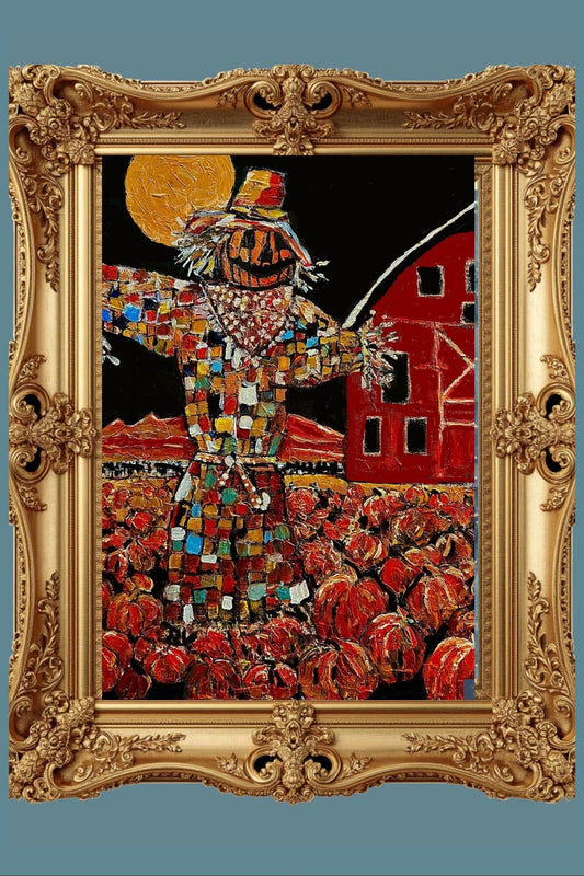 Scary Scarecrow- Farm| Autumn Art| Halloween Pumpkins| Giclee Paper- Wood- Metal- Canvas