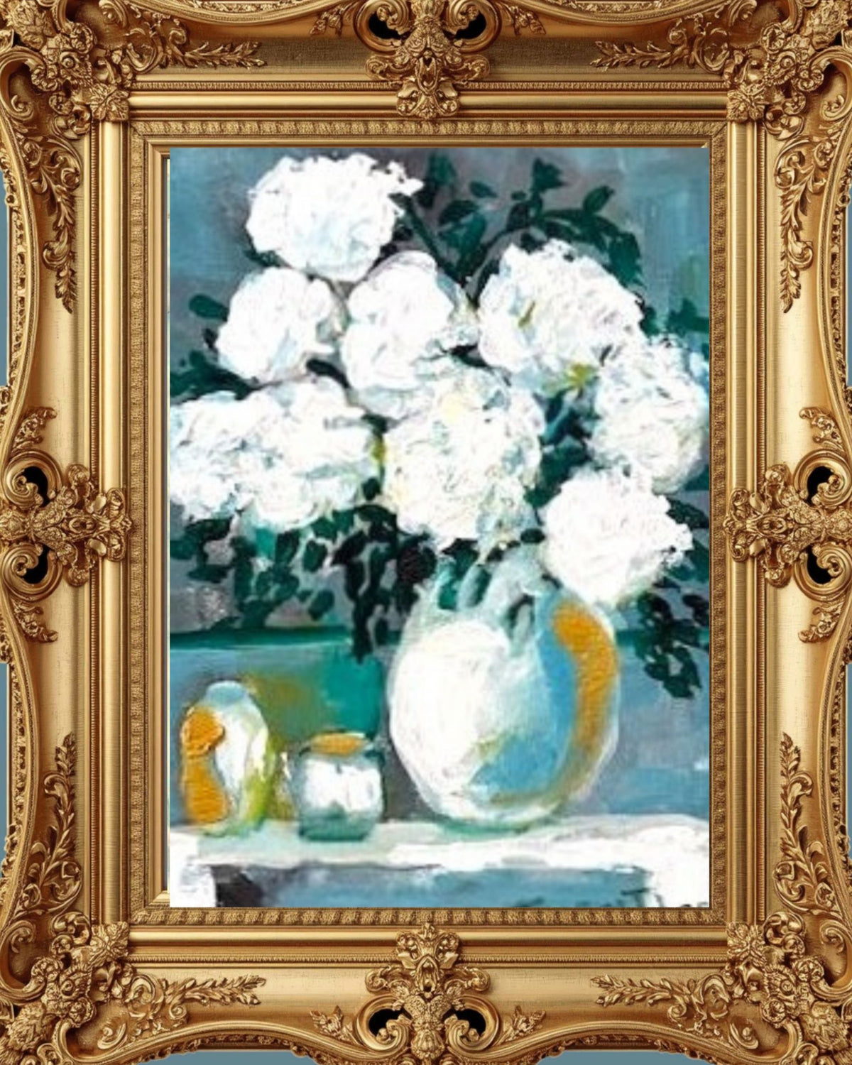 White Hydrangeas Floral Arrangement | Original Floral Art | Giclée Paper • Wood • Metal • Canvas