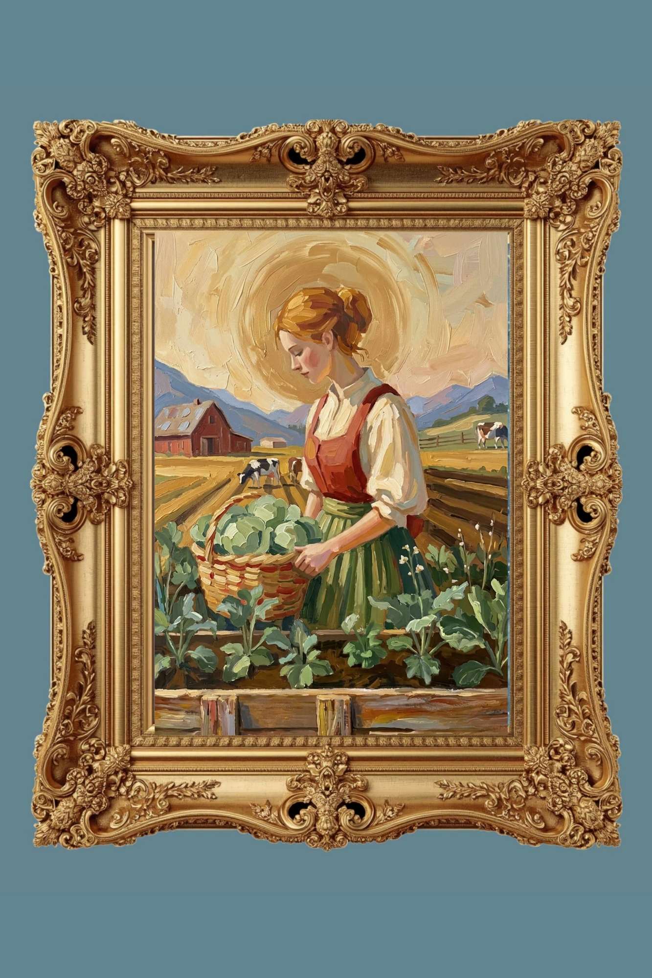 Harvest The Garden| Vintage Style Print| Farm Cow Art| Giclee Paper- Wood- Metal- Canvas