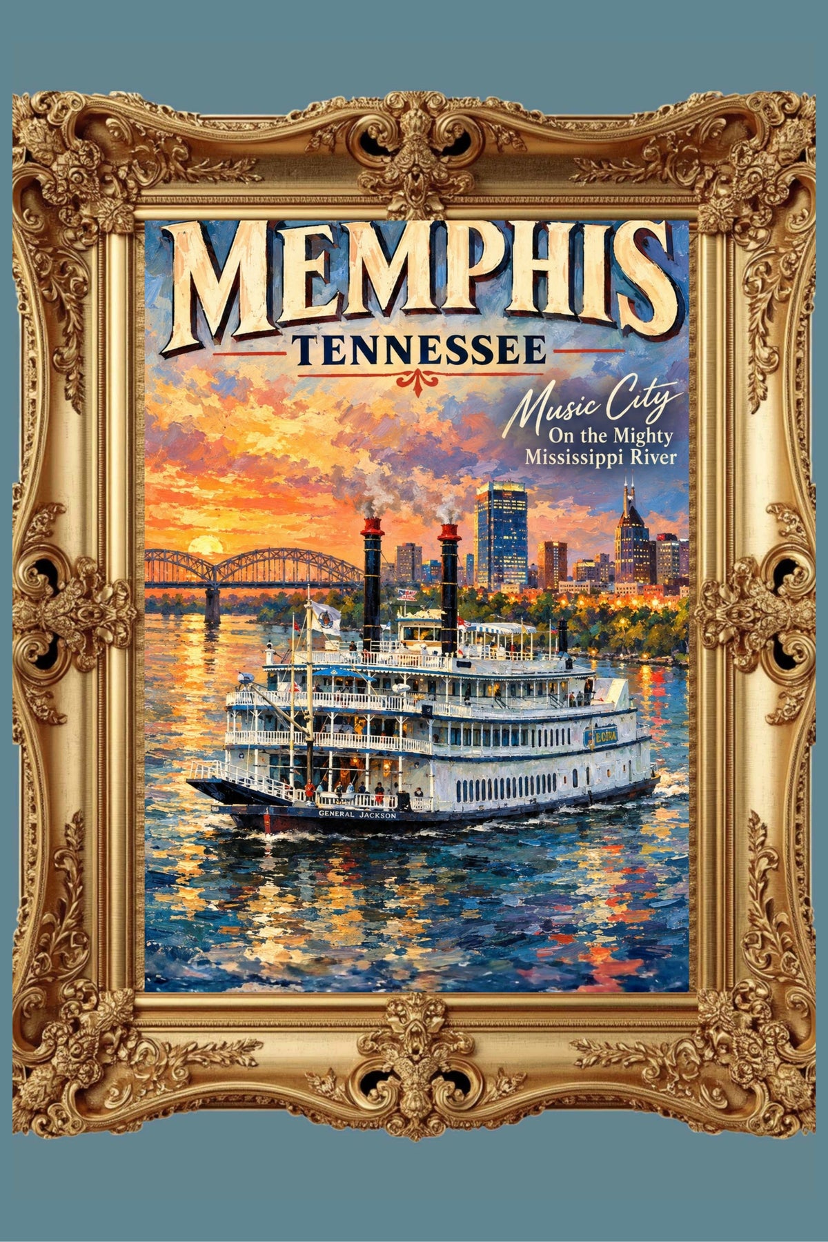 Memphis River Boat | Music City on the Mighty Mississippi | Teresa Johnson Art | Giclée Paper • Wood • Metal • Canvas