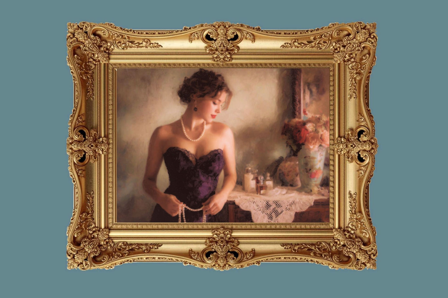 Quiet Elegance| Romantic Woman Print| Portrait Wall Print| Vintage Inspired Feminine Decor|Giclee Paper- Wood- Metal- Canvas
