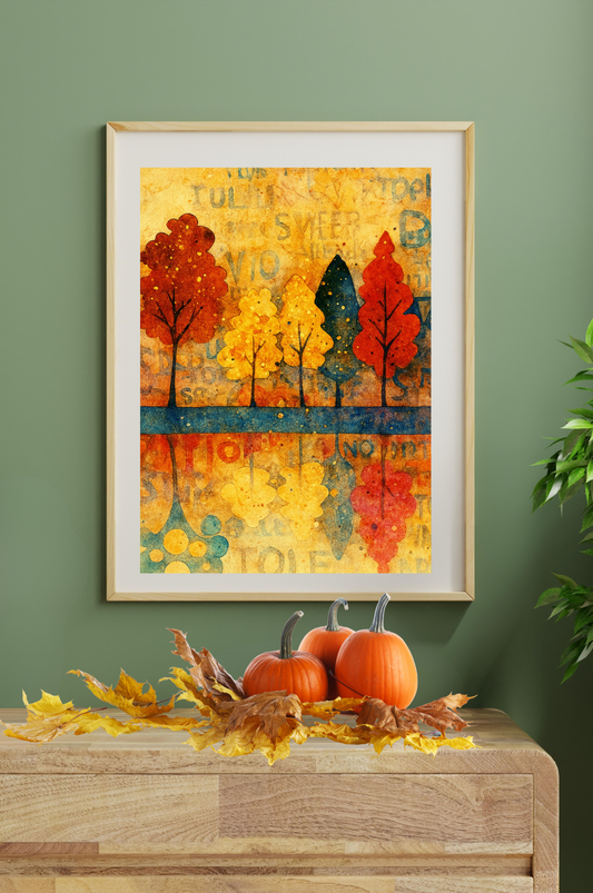 Autumn Rhythm | Mid Century Modern Fall Trees | Abstract Autumn Art | Giclée Paper • Wood • Metal • Canvas