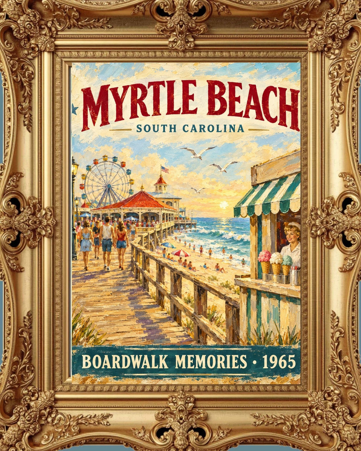 Myrtle Beach SC Vintage Sign | Prints, Canvas, Wood, or Metal Art