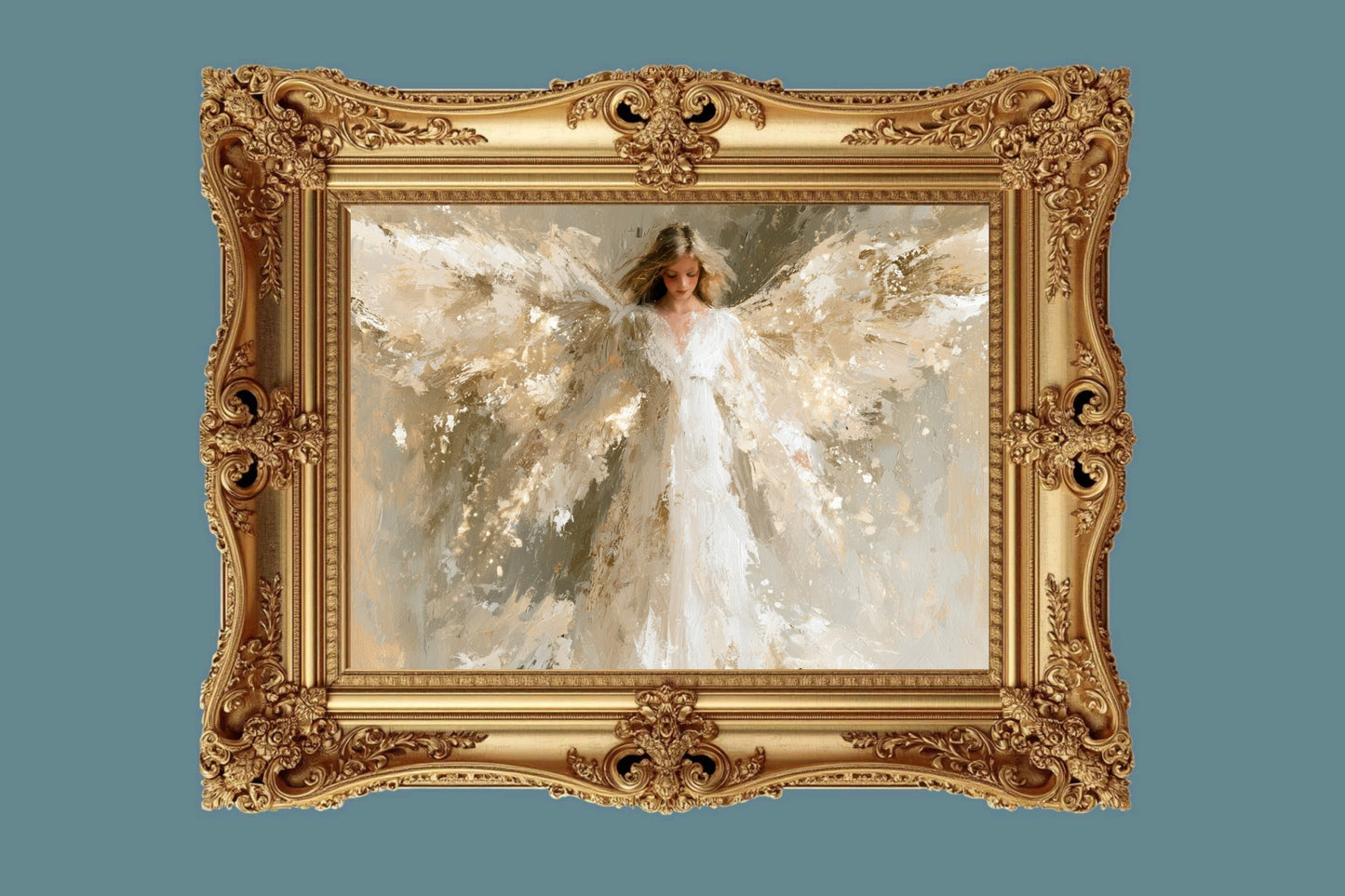 Whispers Of Grace | Angel Art | Christian Wall Decor | Neutral Spiritual Art | Heavenly Angel Print