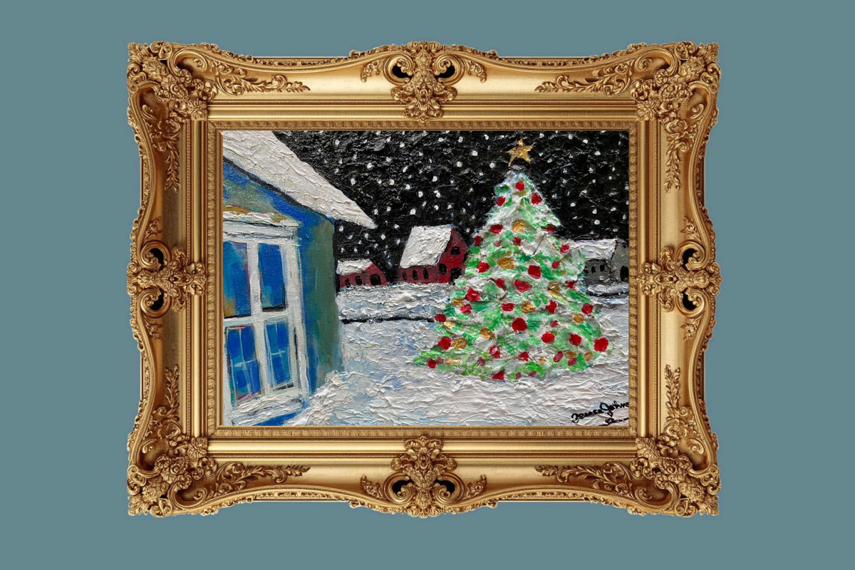 Country Christmas Morning| Merry Christmas| Vintage Style Art| Giclee Paper- Wood- Metal- Canvas