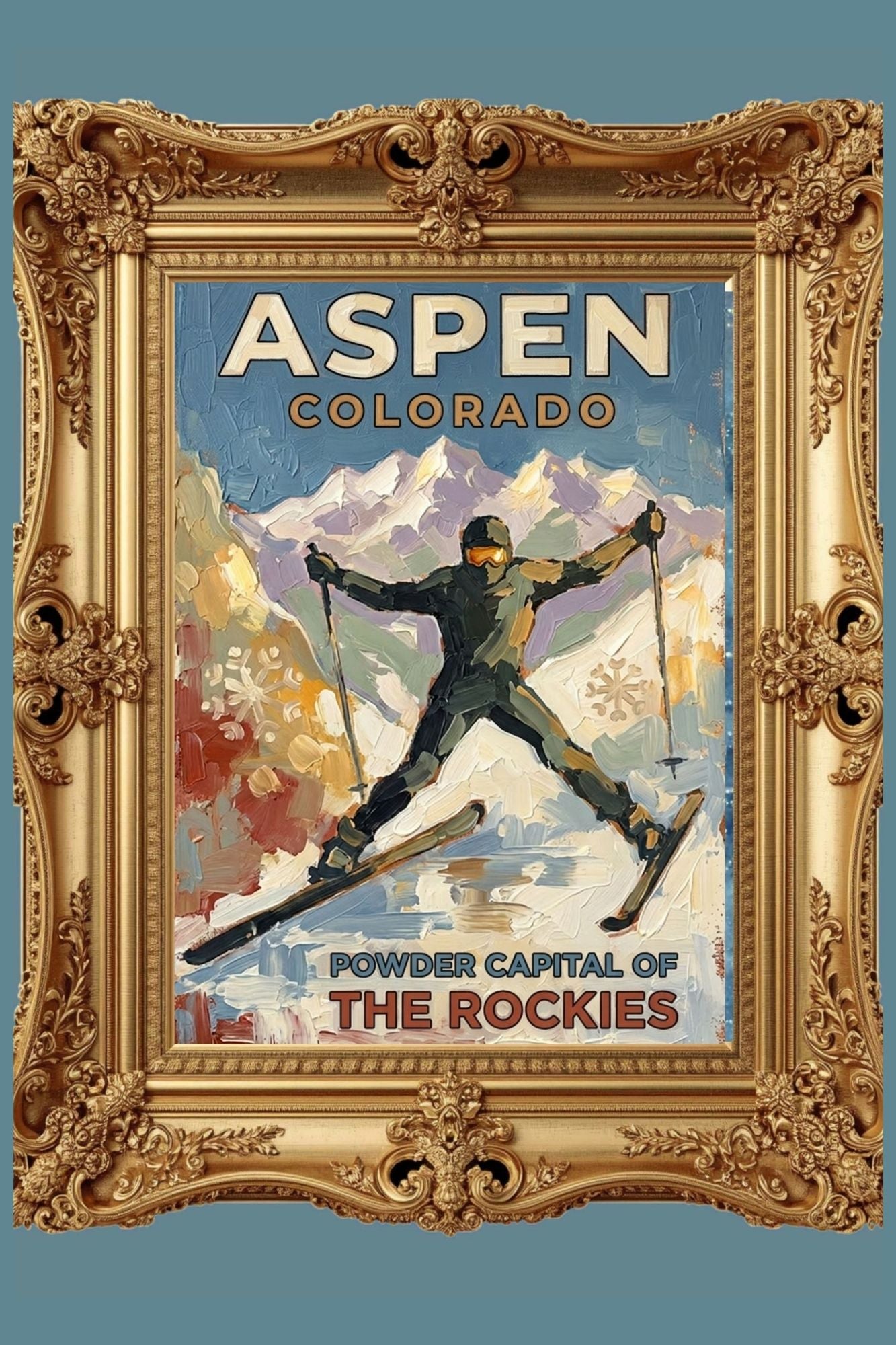 Aspen Colorado Powder Capital Of The Rockies| Snow Print| Giclee on Paper - Wood - Metal - Canvas