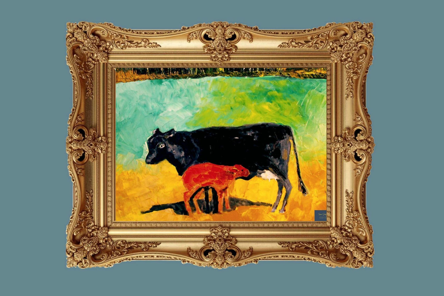 Allison's Cow and Calf Fine| Original Teresa Johnson Print | Western Decor |-Giclee Paper- Wood- Metal- Canvas