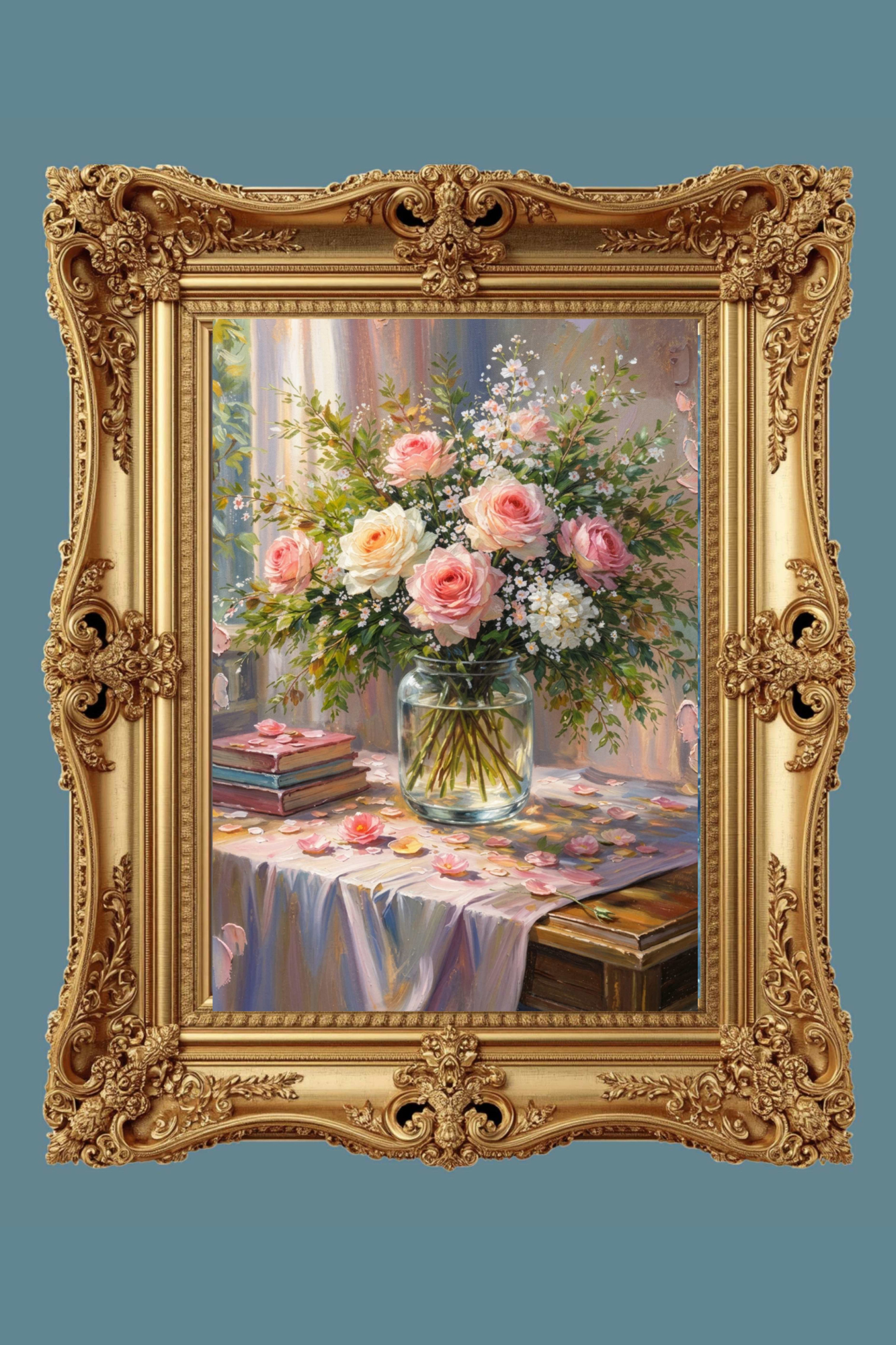 Soft Bouquets and Sunlight Serenity| Floral Print| Romantic Pink Roses in the Sunlight| Giclee Paper- Wood- Metal- Canva