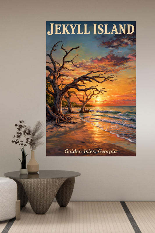 Jekyll Island -Driftwood Beach At Sunrise| Ocean Beach Art| Travel Poster| Giclee Paper- Wood- Metal- Canvas