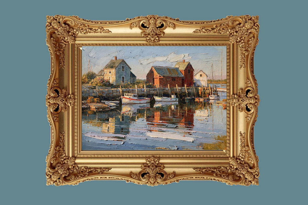 New England Boating| Coastal Homes and Ships Art| Giclee Paper- Wood- Metal- Canvas