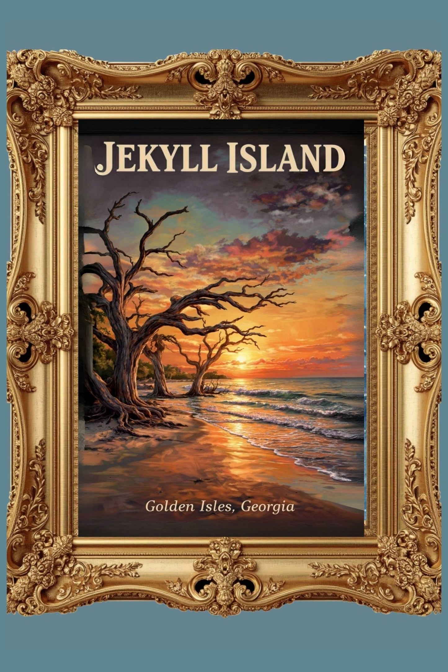 Jekyll Island |Driftwood Print| Beach at Sunrise| Ocean Beach Art Print| Travel Poster| Giclee Paper- Wood- Metal- Canvas