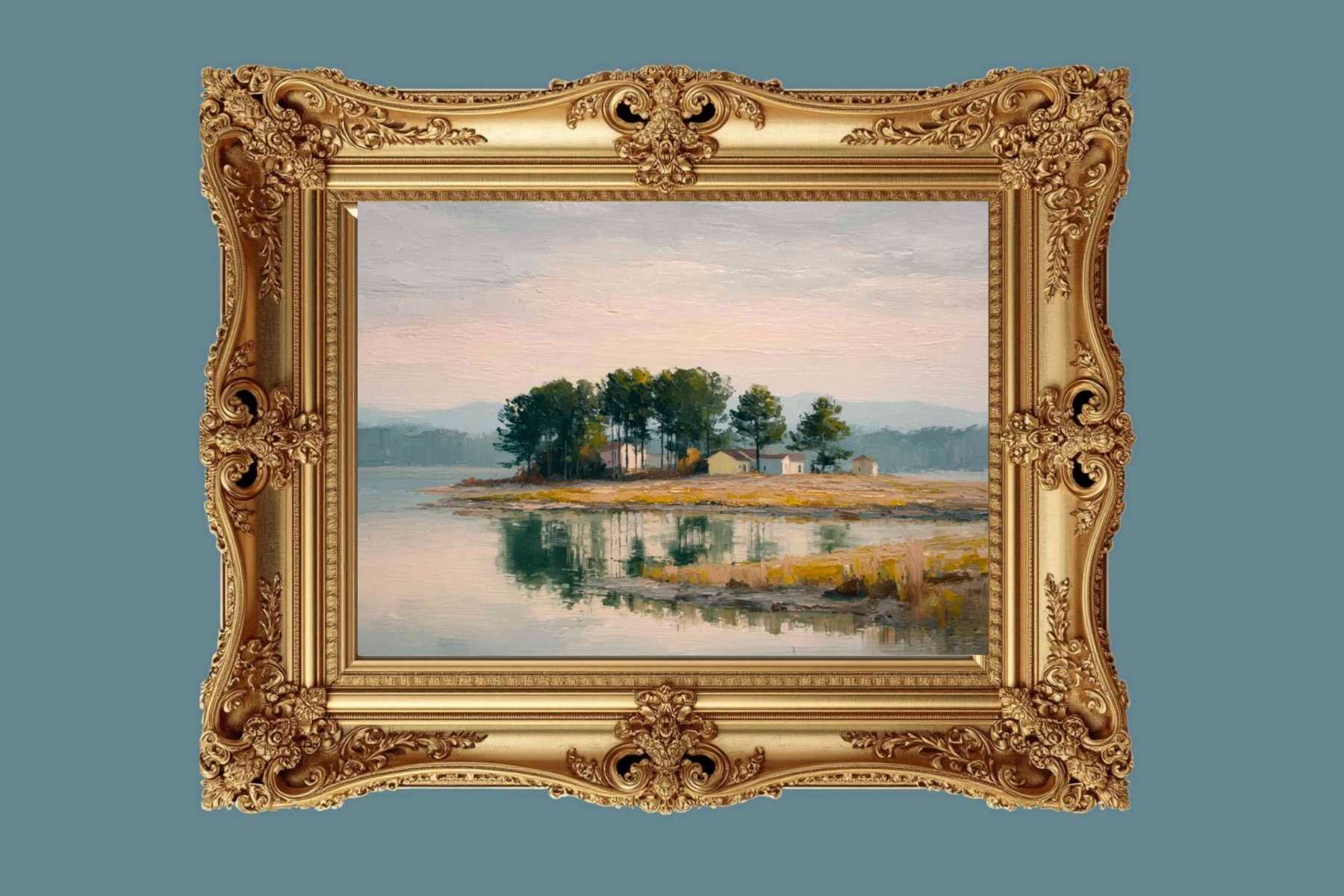 Coastal Point | Coastal Print| Landscape Art Print | Serene Island art| Impressionist Seascape | Beach House Wall Art | Lake & Coastal Decor