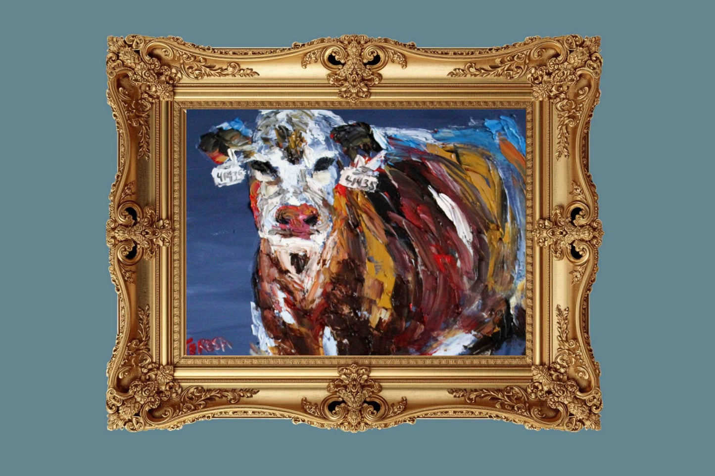 Pose for Me | Original Teresa Johnson Cow Art | Abstract Animal | Giclee Paper- Wood- Metal- Canvas