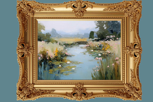 The Lily Pond – Impressionist Water Garden Painting, Lily Pad Pond Wall Art, Giclée on Canvas, Wood, Metal & Fine Art Paper