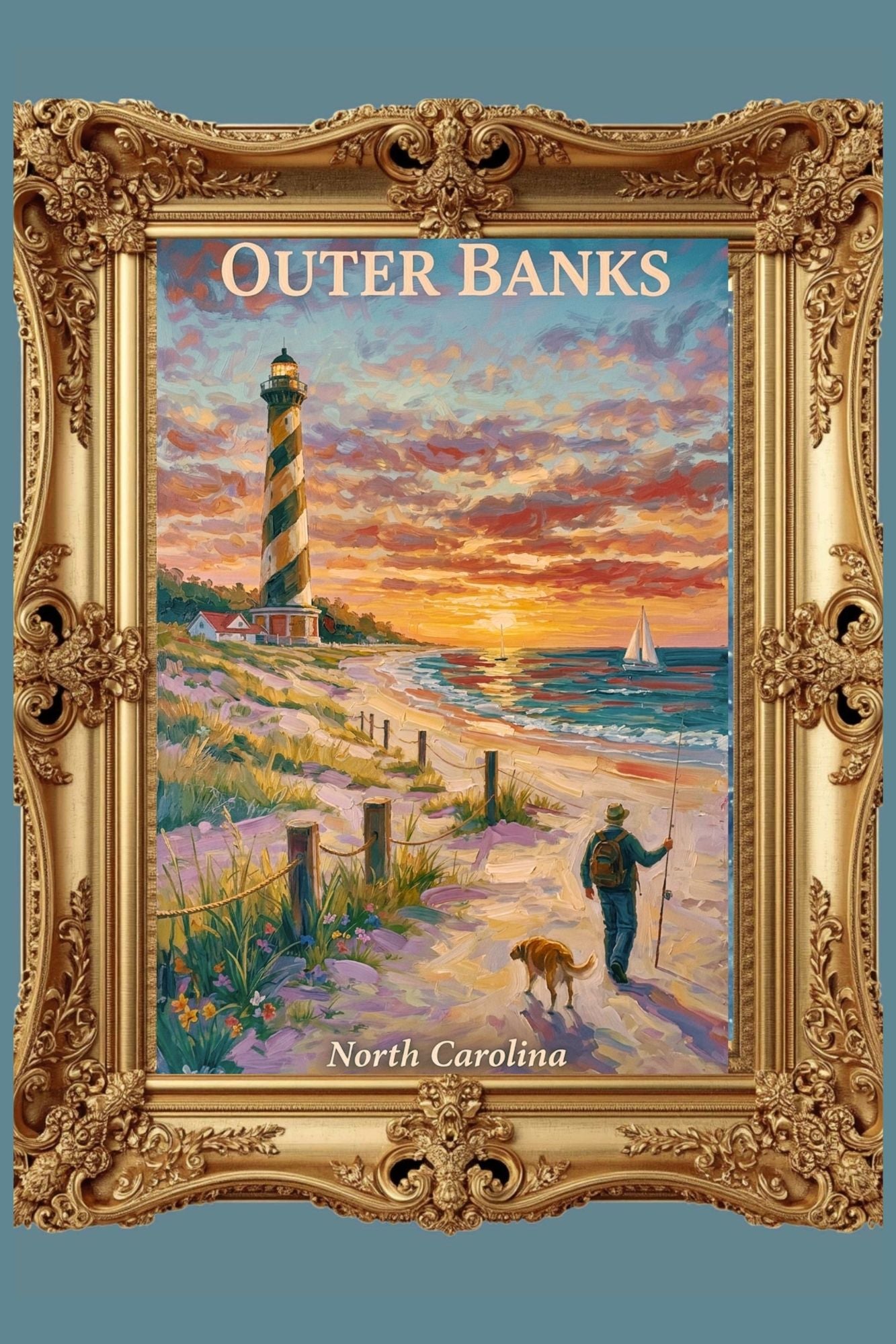Outer Banks Lighthouse| North Carolina Ocean Print| Beach Art| Travel Poster| Giclee Paper- Wood- Metal- Canvas