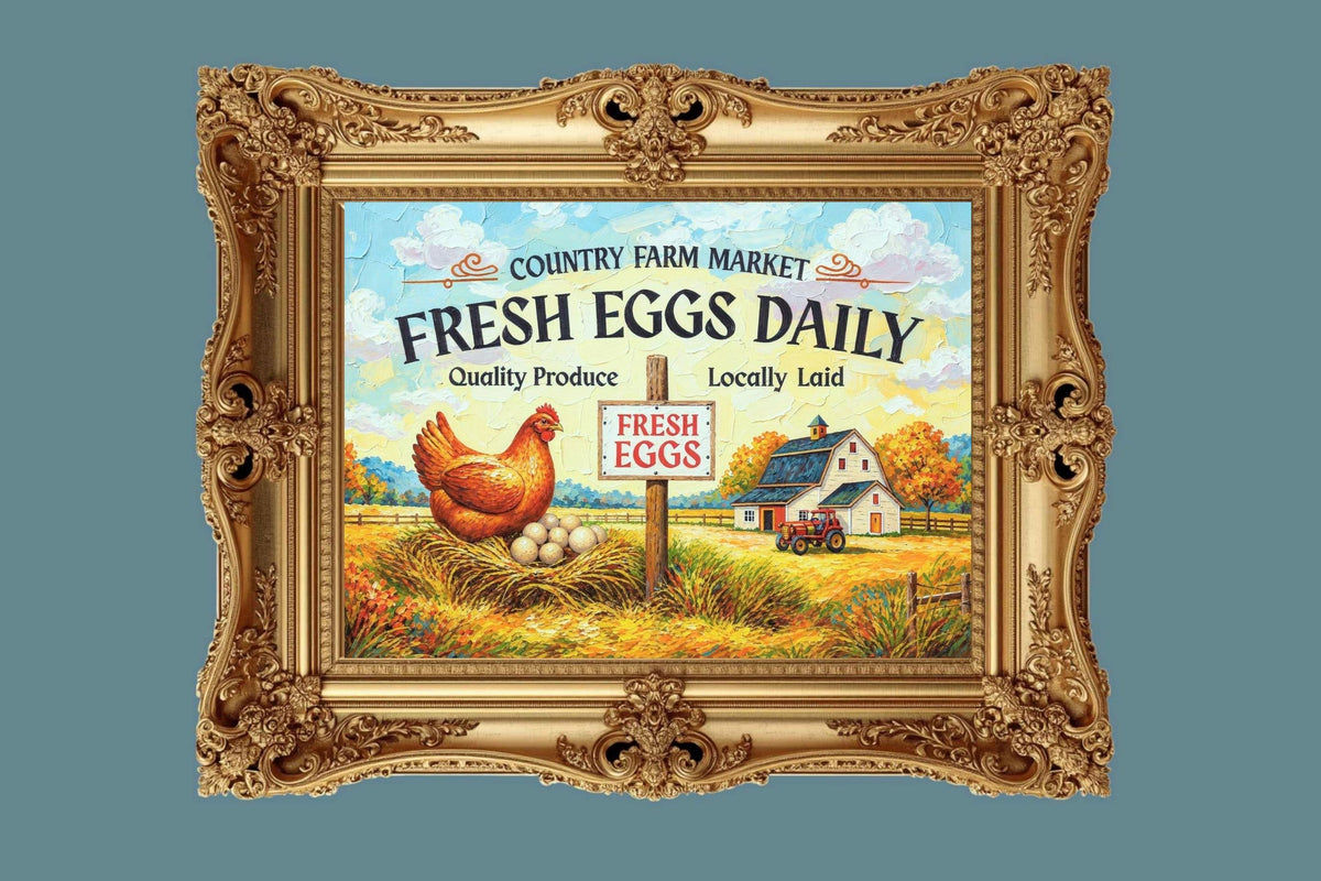 Rustic Farm Market Sign with Eggs| Farm Art Sign| Prints, Canvas, Wood, or Metal Art