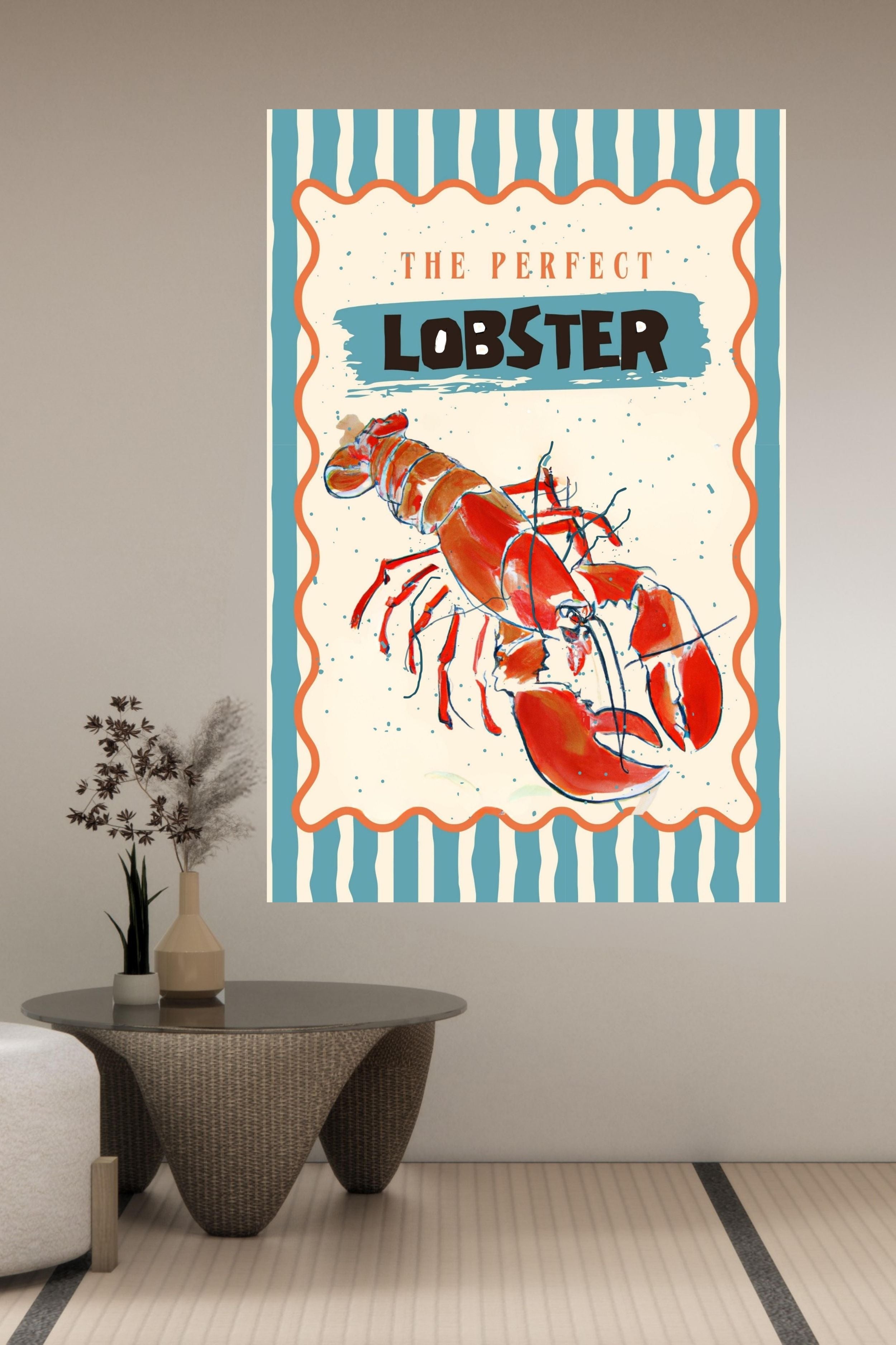 Perfect Lobster, Coastal Food, Maine, Prints, Canvas, Wood, or Metal Art