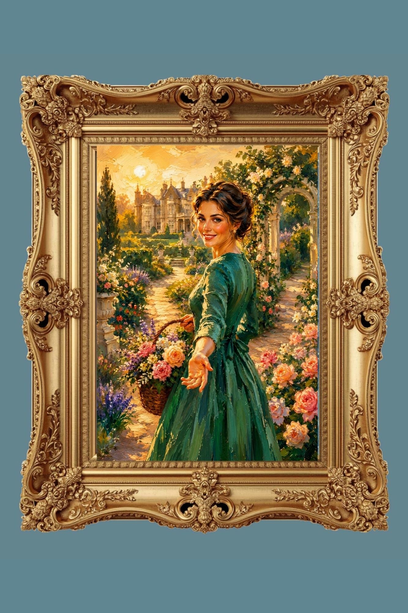Join Me in my Garden | Romantic Garden Path | Impressionist Garden Wall Art | Giclée Paper • Wood • Metal • Canvas