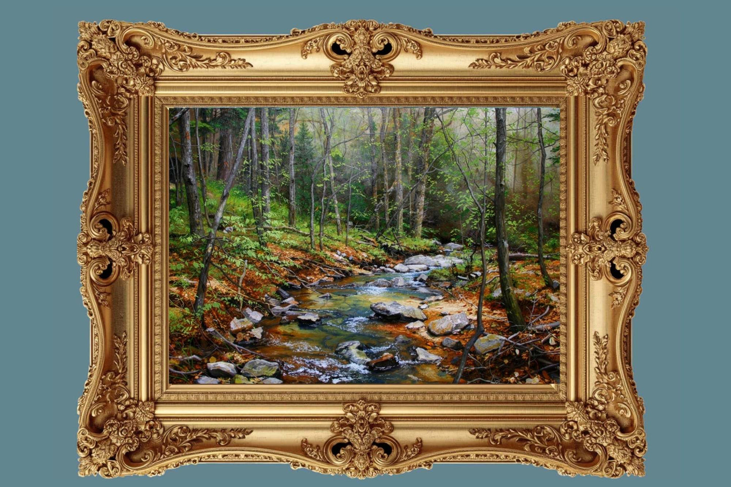 Peaceful Woodland Stream | Impressionist Print| Forest Creek Landscape | Nature Wall Art