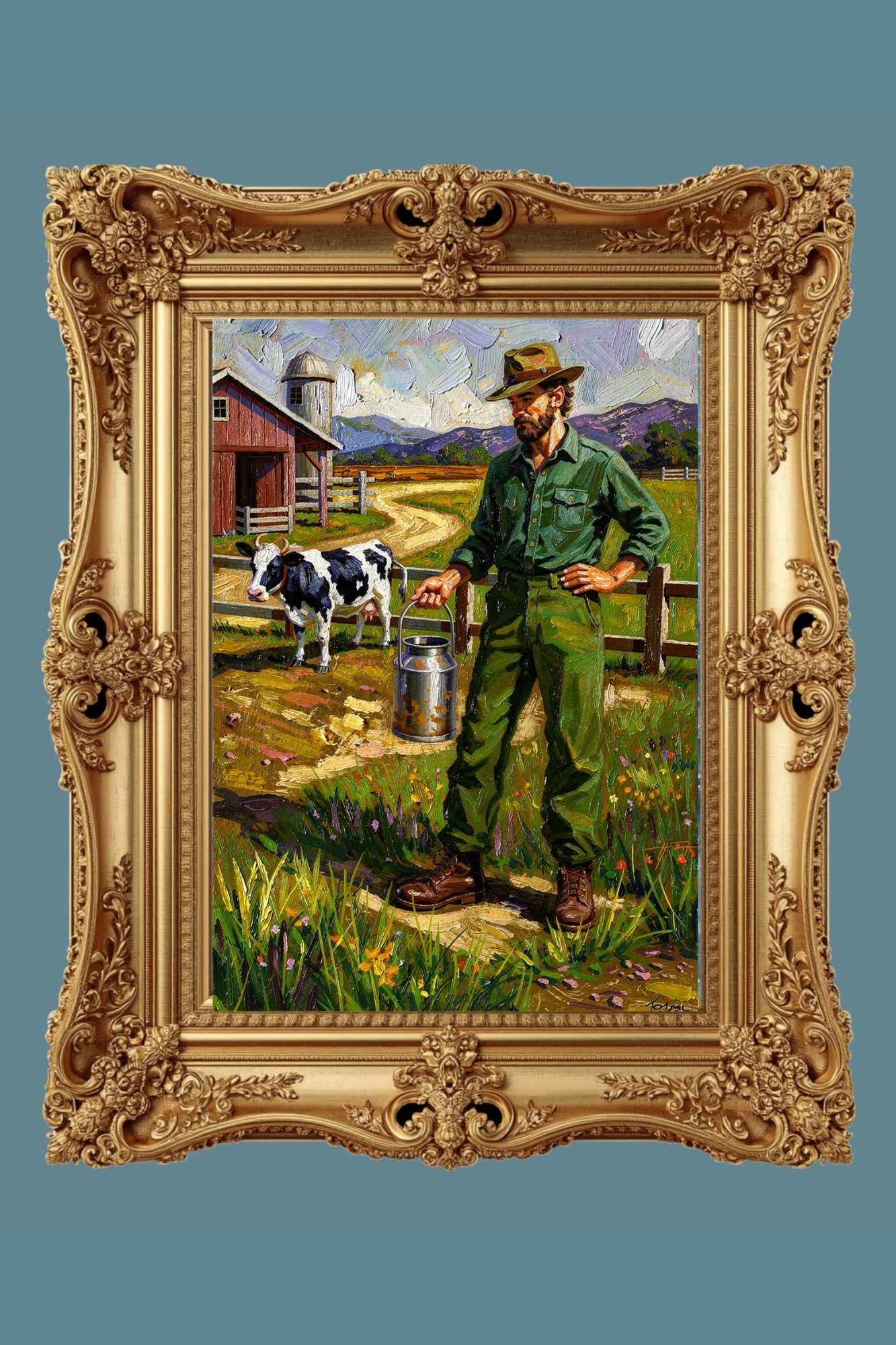 Dairy Farmer| Farm Cow Art| Giclee Paper- Wood- Metal- Canvas