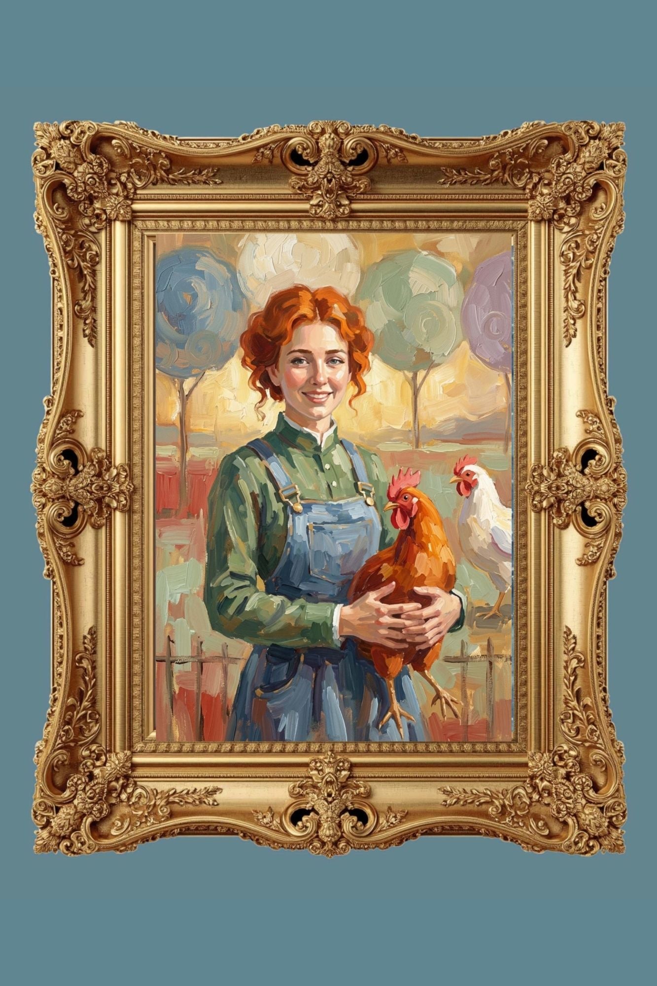 Modern Farm Woman| Farm-Chicken Art| Giclee Paper- Wood- Metal- Canvas