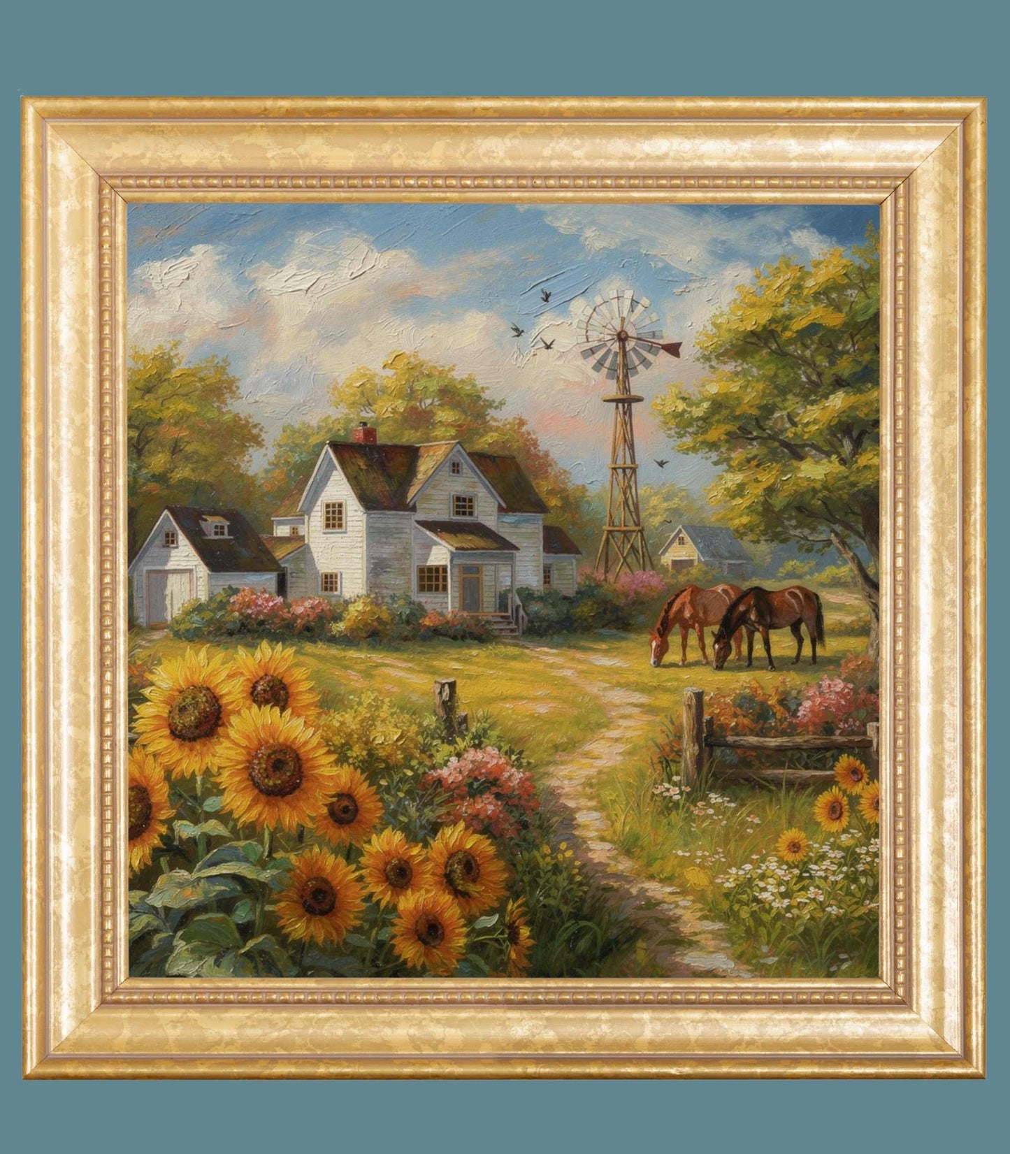 Sunflower Farm | Bee Art Prints| Farmhouse Garden Prints| Giclee Paper- Wood- Metal- Canvas