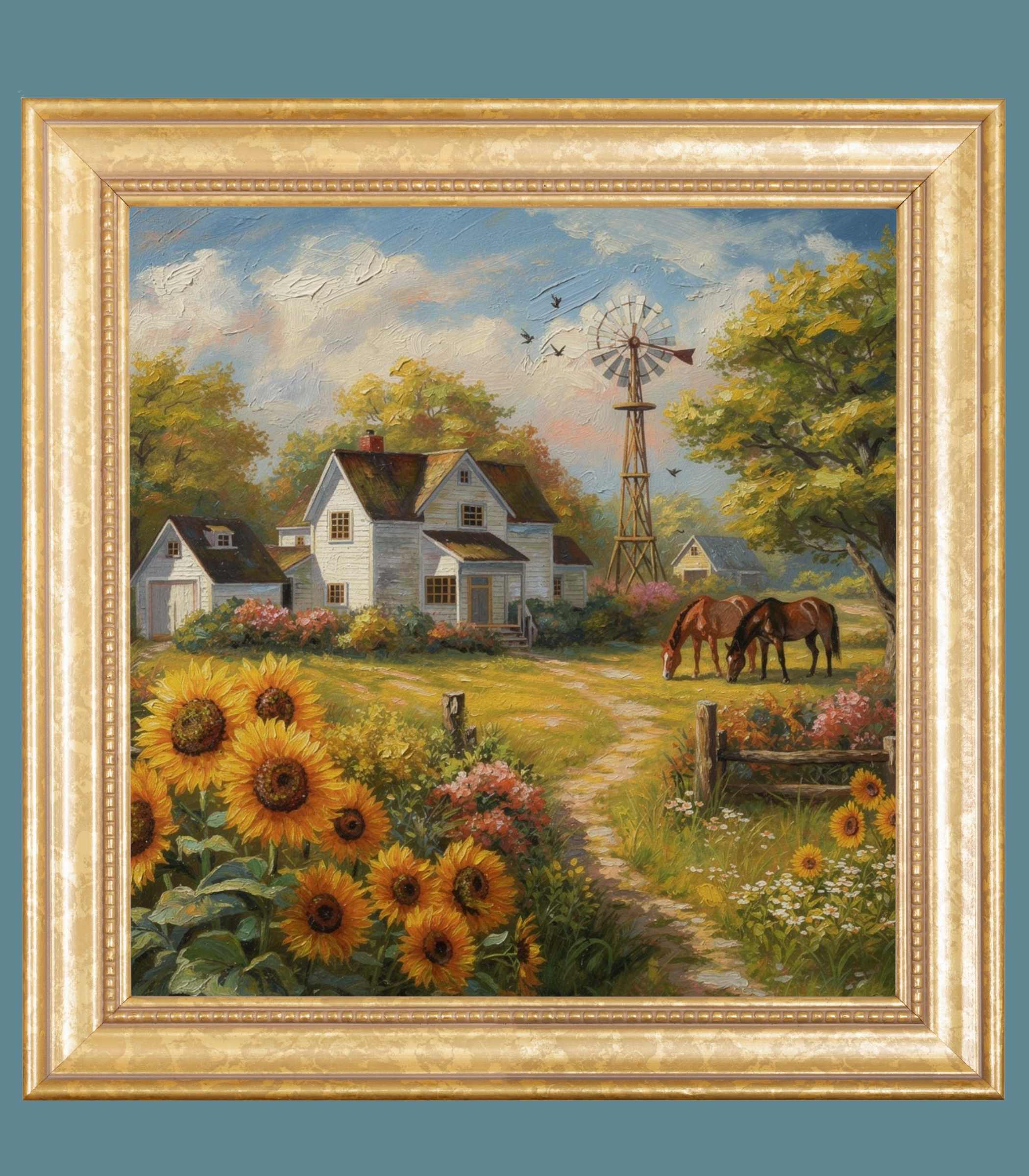 Sunflower Farm | Bee Art Prints| Farmhouse Garden Prints| Giclee Paper- Wood- Metal- Canvas