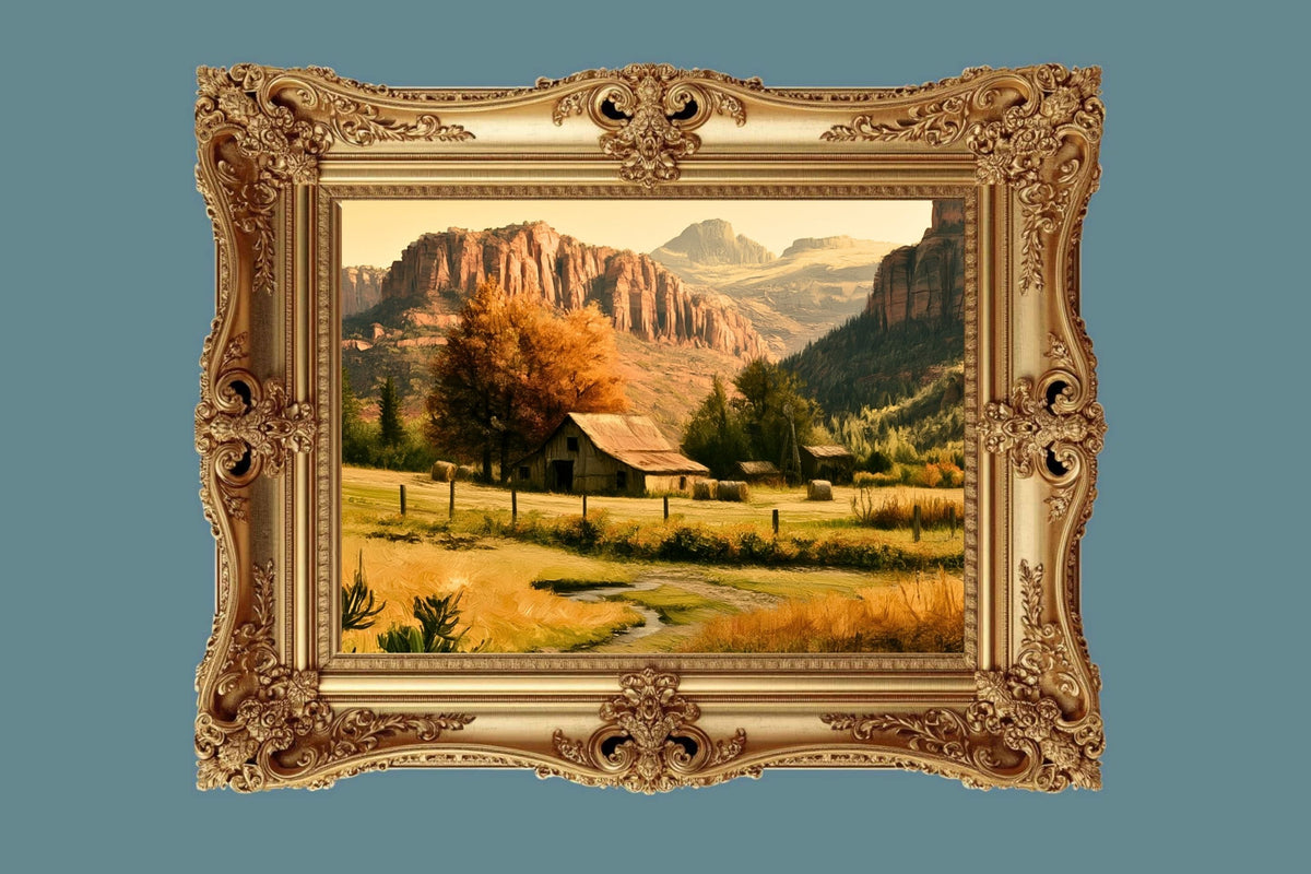Autumn Beneath The Mountains | Impressionist Mountain Landscape Art | Giclée Paper • Wood • Metal • Canvas