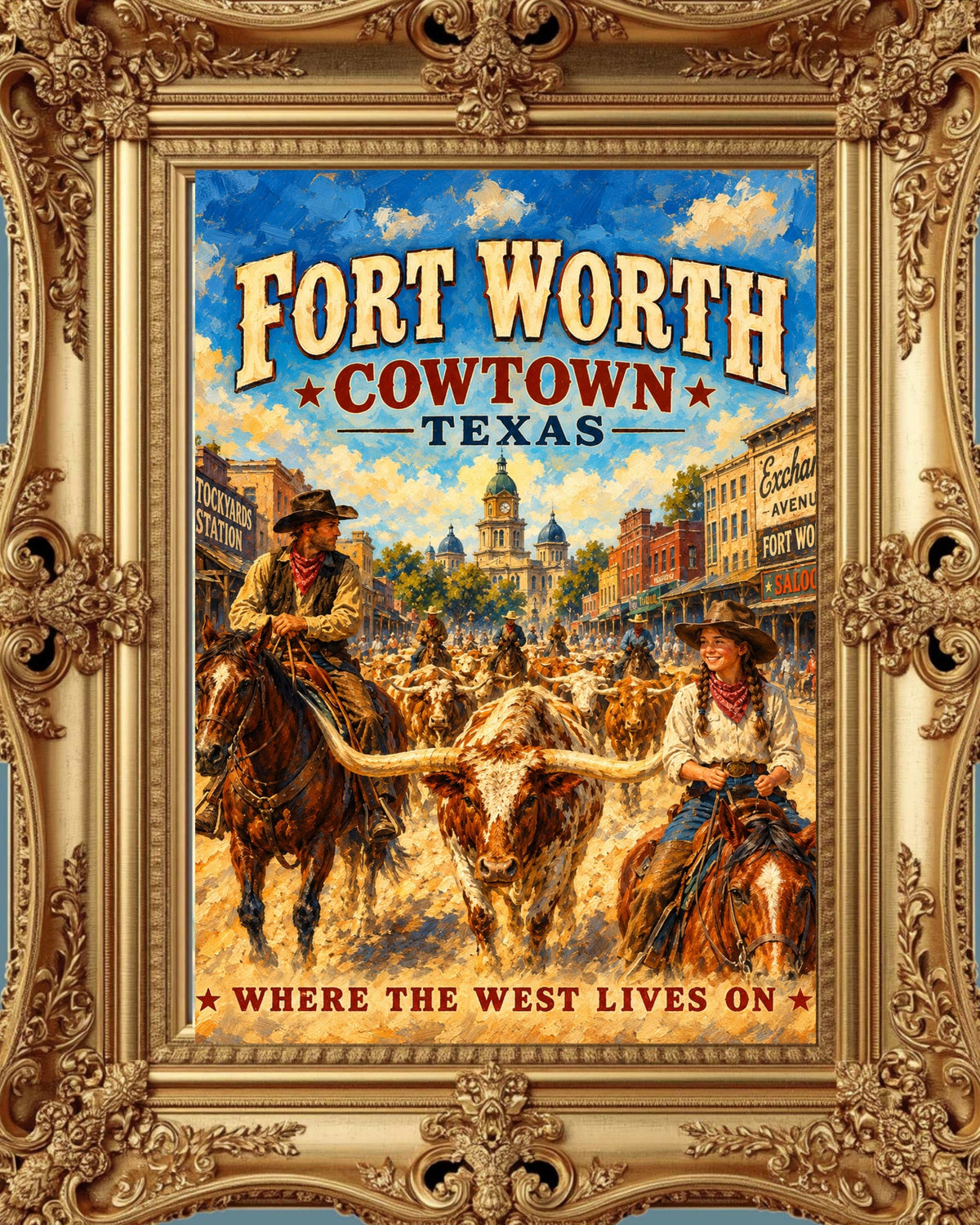 Where The West Lives On-Ft Worth Texas| Prints Canvas Wood Or Metal Art