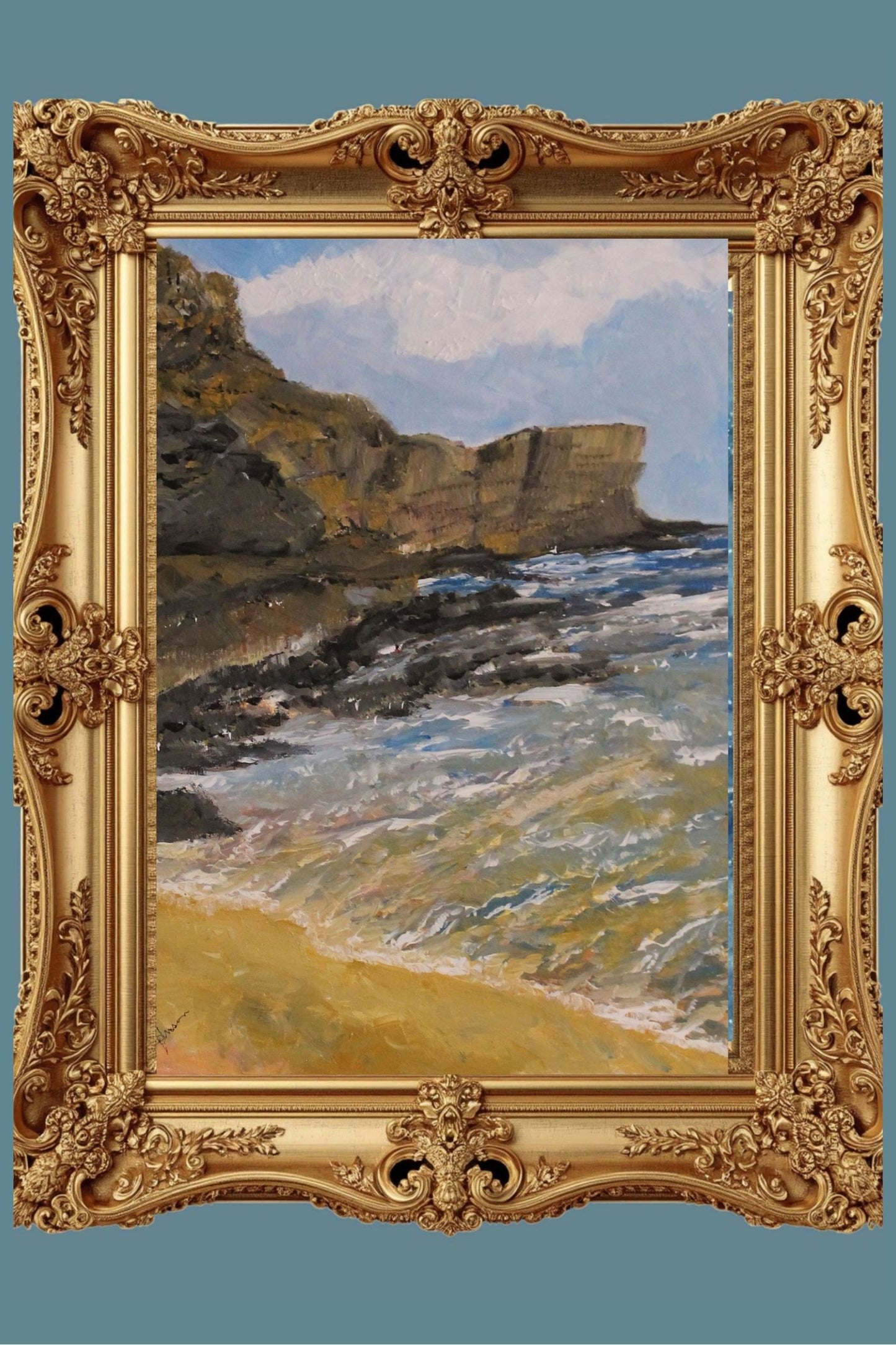 High Cliffs | Original Teresa Johnson Coastal Landscape | Ocean Cliff Wall Art | Seascape Giclée Print | Paper, Wood, Metal, Canvas