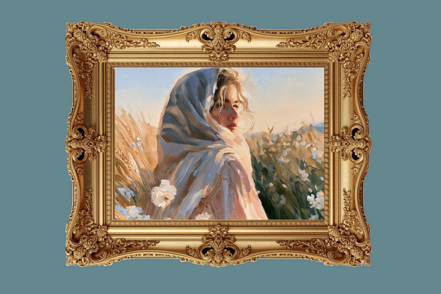 Lovely Woman | Vintage Farm Girl Art Print | Golden Wheat Field | Rustic Country Wall Art | Giclee Paper Canvas Wood & Metal