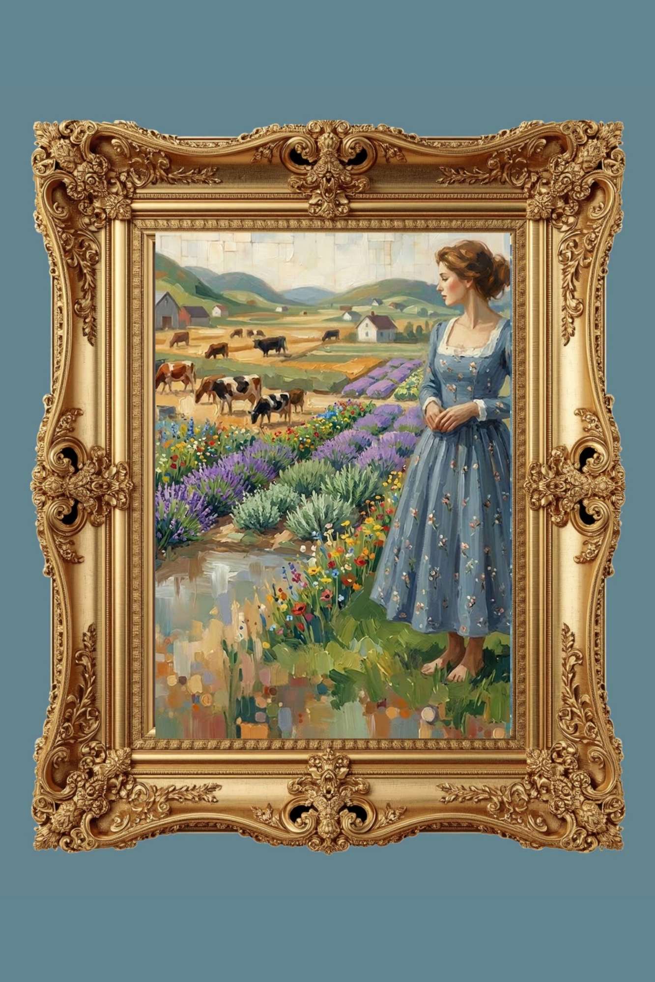 Farm Wildflowers and Pastures | Vintage Farm Landscape Art | Giclée Paper • Wood • Metal • Canvas