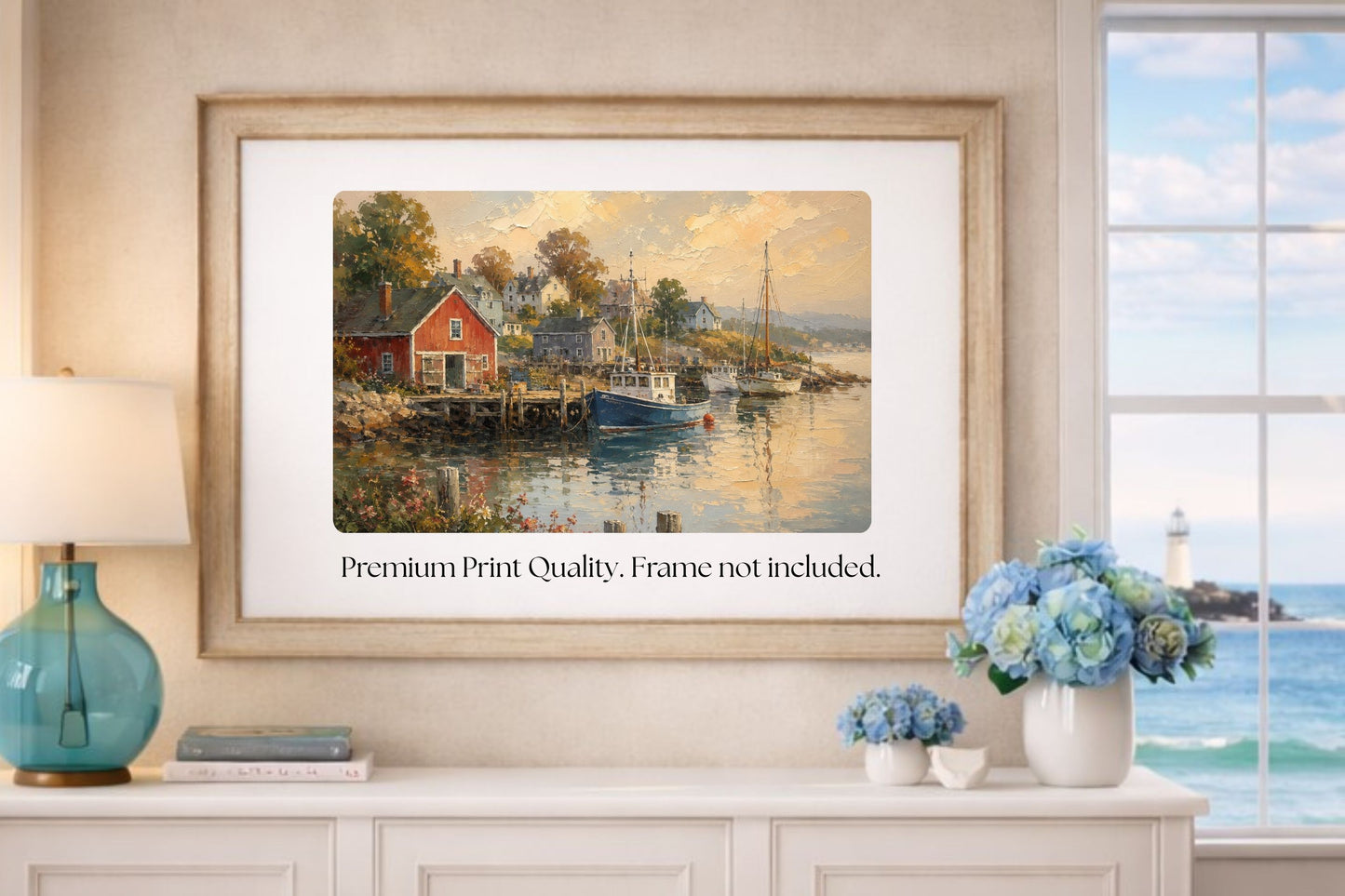 Coastal Harbor at Golden Hour | New England Print| Harbor Wall Print | Fishing Boat Coastal Decor | Canvas Wood Metal Giclee Print