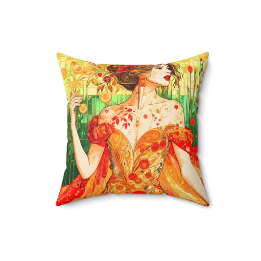 Autumn Queen- Faux Suede Square Pillow