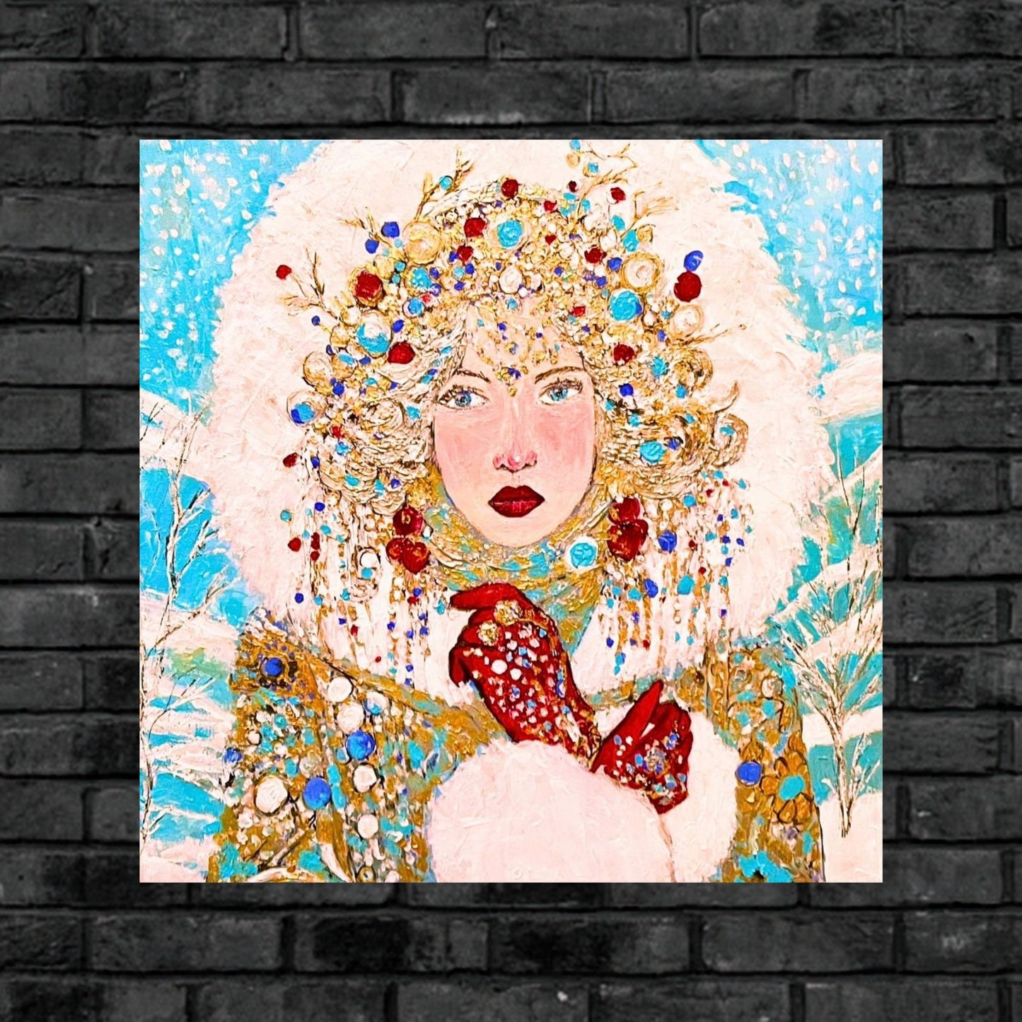 The Queen of Winter| Snow Beauty| Jewel Art| Giclee Paper- Wood- Metal- Canvas