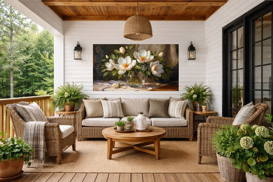 Magnolias In an Antique Vase | Cottage Decor Art| Garden Flower Decor Art| Giclee Paper- Wood- Metal- Canvas